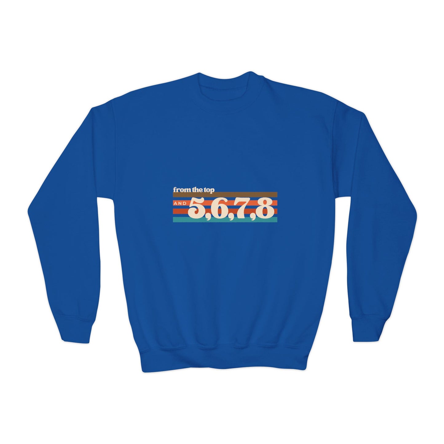 "From the Top and 5, 6, 7, 8" – Retro Dance Youth Crewneck Sweatshirt | Kids Dance Practice Pullover