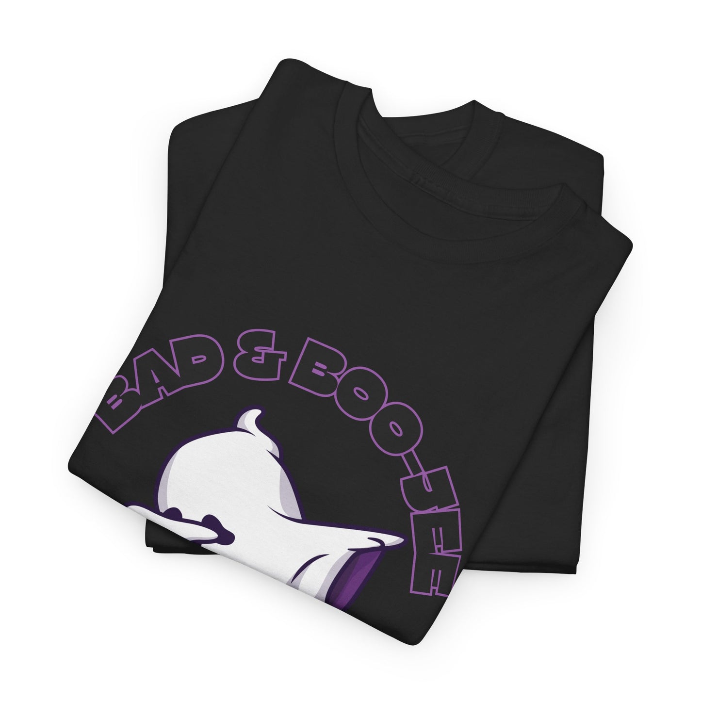 “Bad & Boo-jee” Funny Halloween Dance T-Shirt with Cute Ghost Dab Graphic - Unisex Heavy Cotton Tee