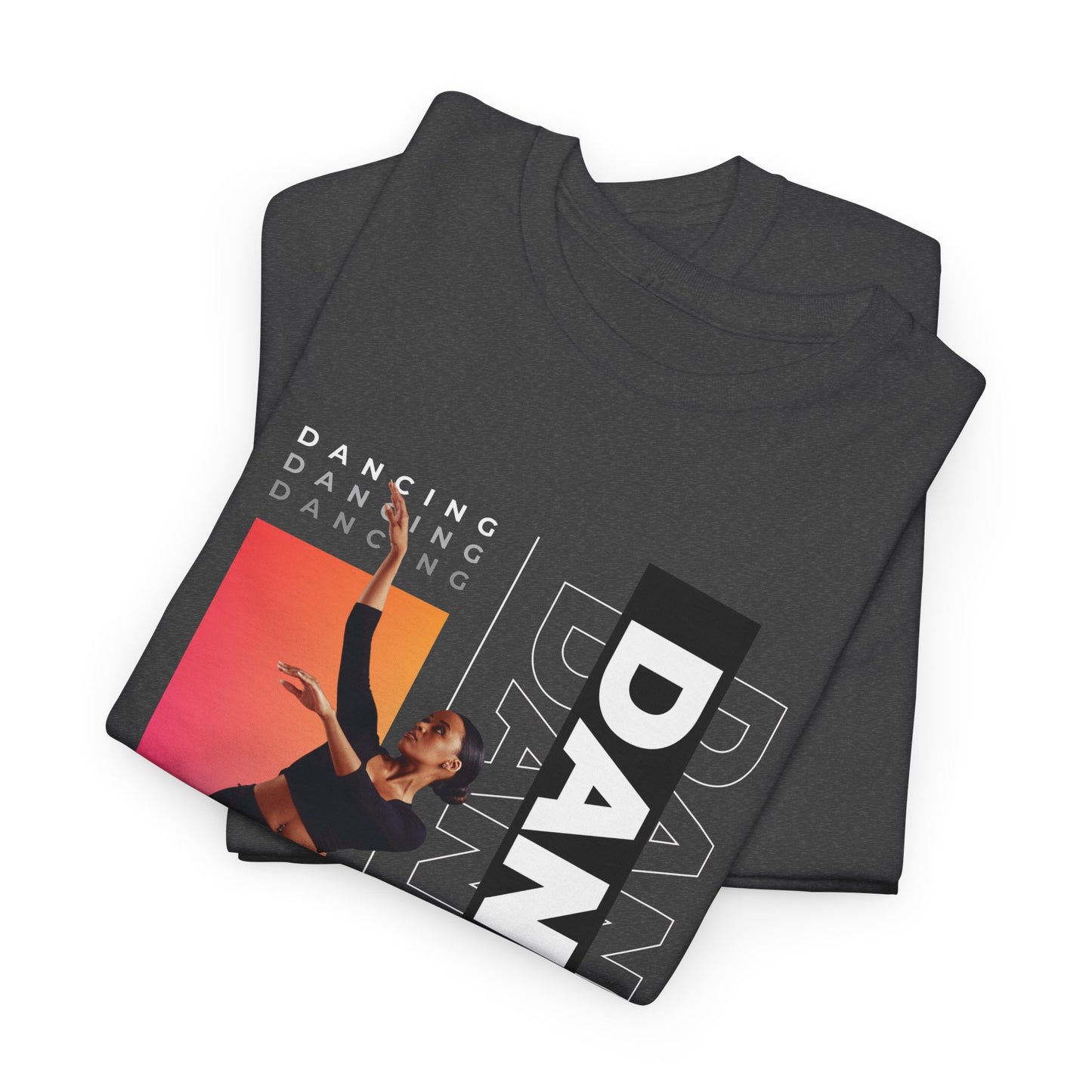 “Dancing” Streetwear-Inspired Female Dancer Unisex Heavy Cotton Tee – Urban Dance Graphic T-Shirt for Performers and Dance Lovers