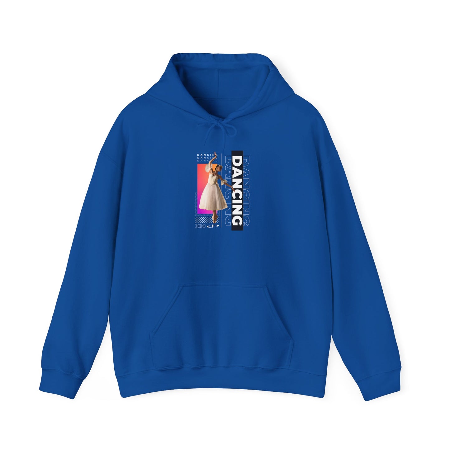 “Dancing” Text with Streetwear-Style Female Dancer Graphic - Unisex Heavy Blend™ Hooded Sweatshirt – Cozy Dance Hoodie for Ballet & Hip-Hop Enthusiasts
