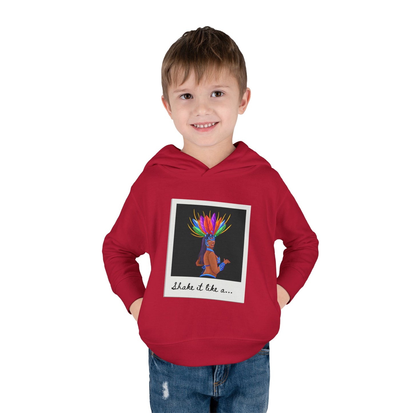 "Shake It Like a..." Toddler Pullover Hoodie – Carnival Samba Dancer Graphic Fleece Sweatshirt for Kids