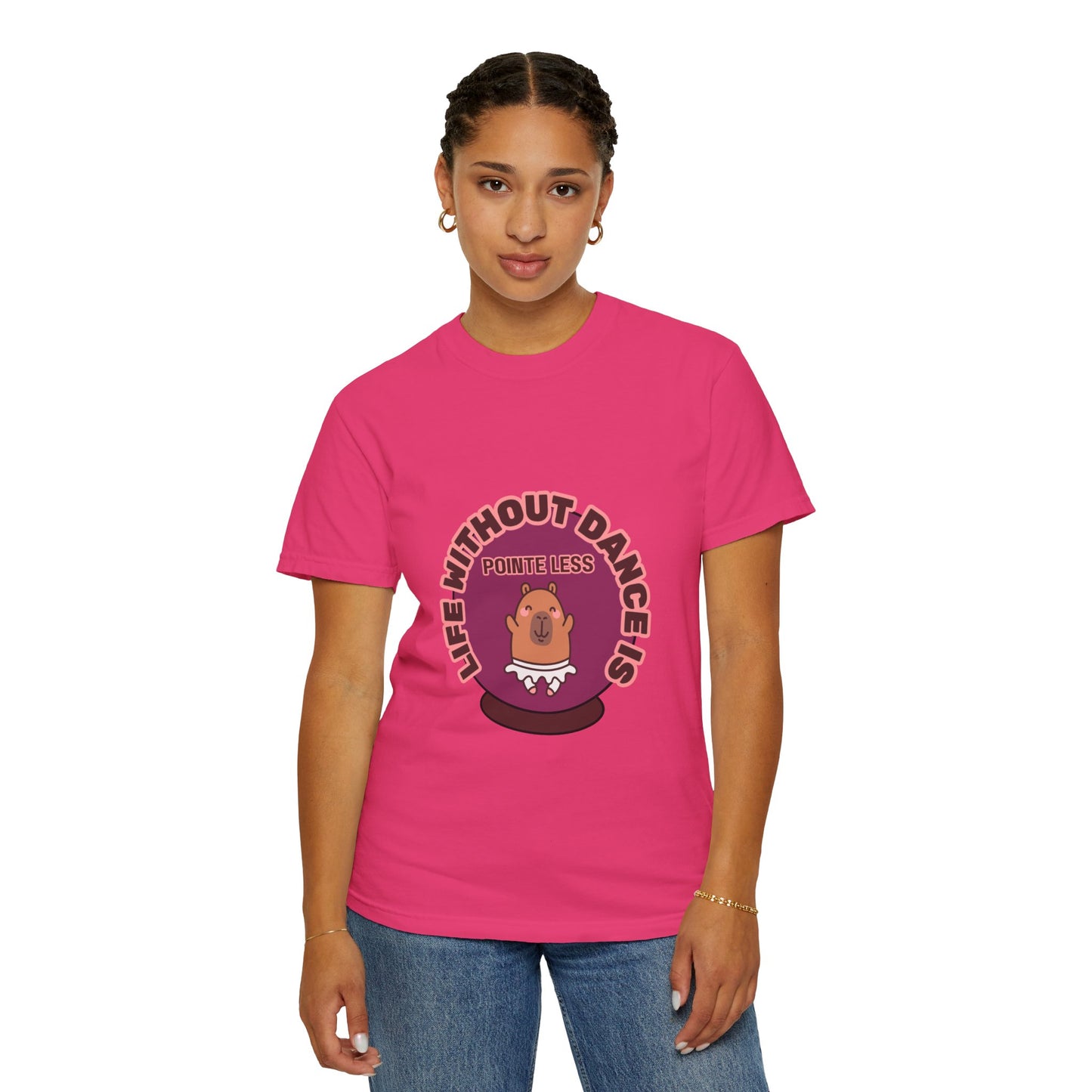 "Life Without Dance is Pointeless" Unisex Garment-Dyed T-Shirt – Cute Dancing Capybara Graphic Tee – Funny Dance Shirt for Animal Lovers & Performers
