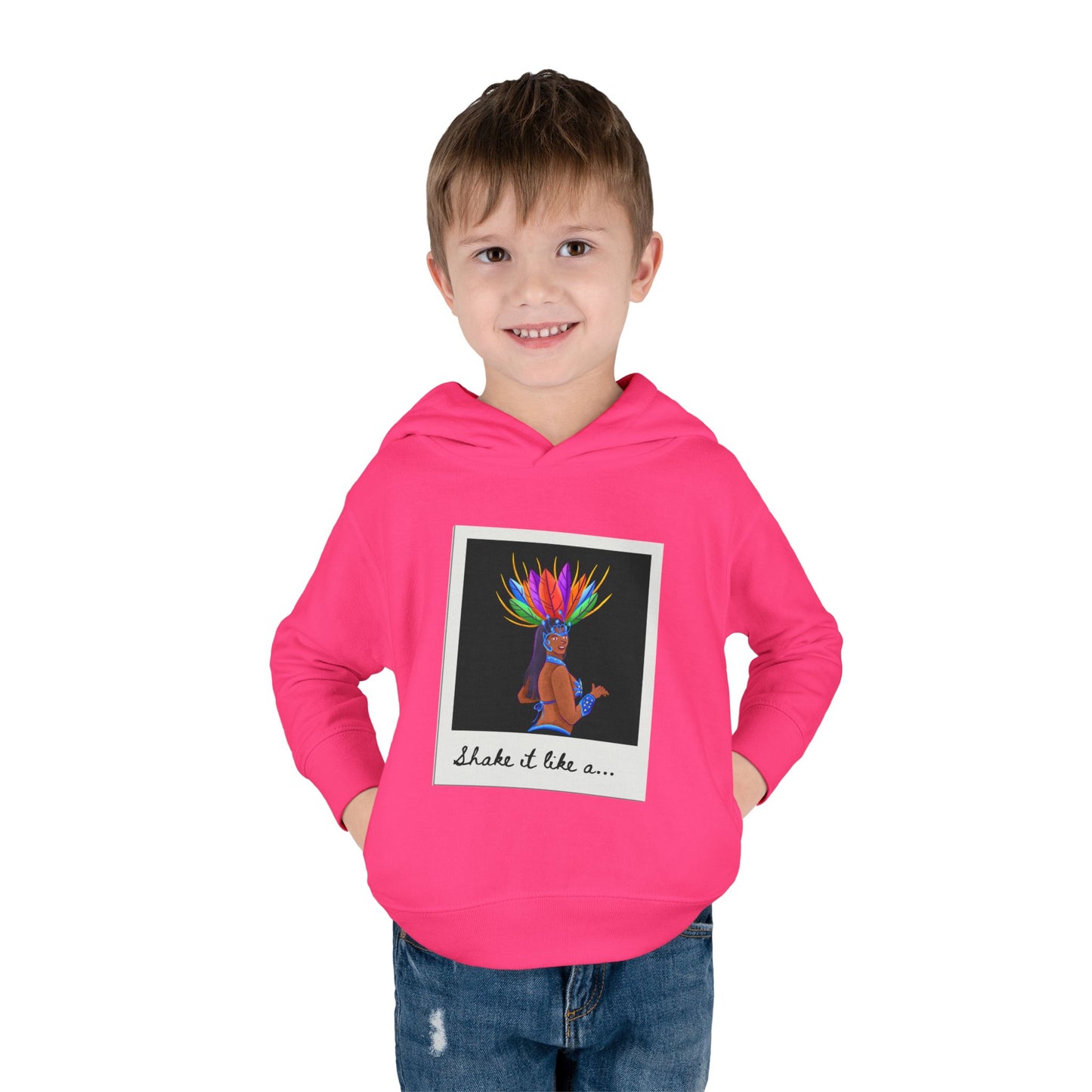 "Shake It Like a..." Toddler Pullover Hoodie – Carnival Samba Dancer Graphic Fleece Sweatshirt for Kids