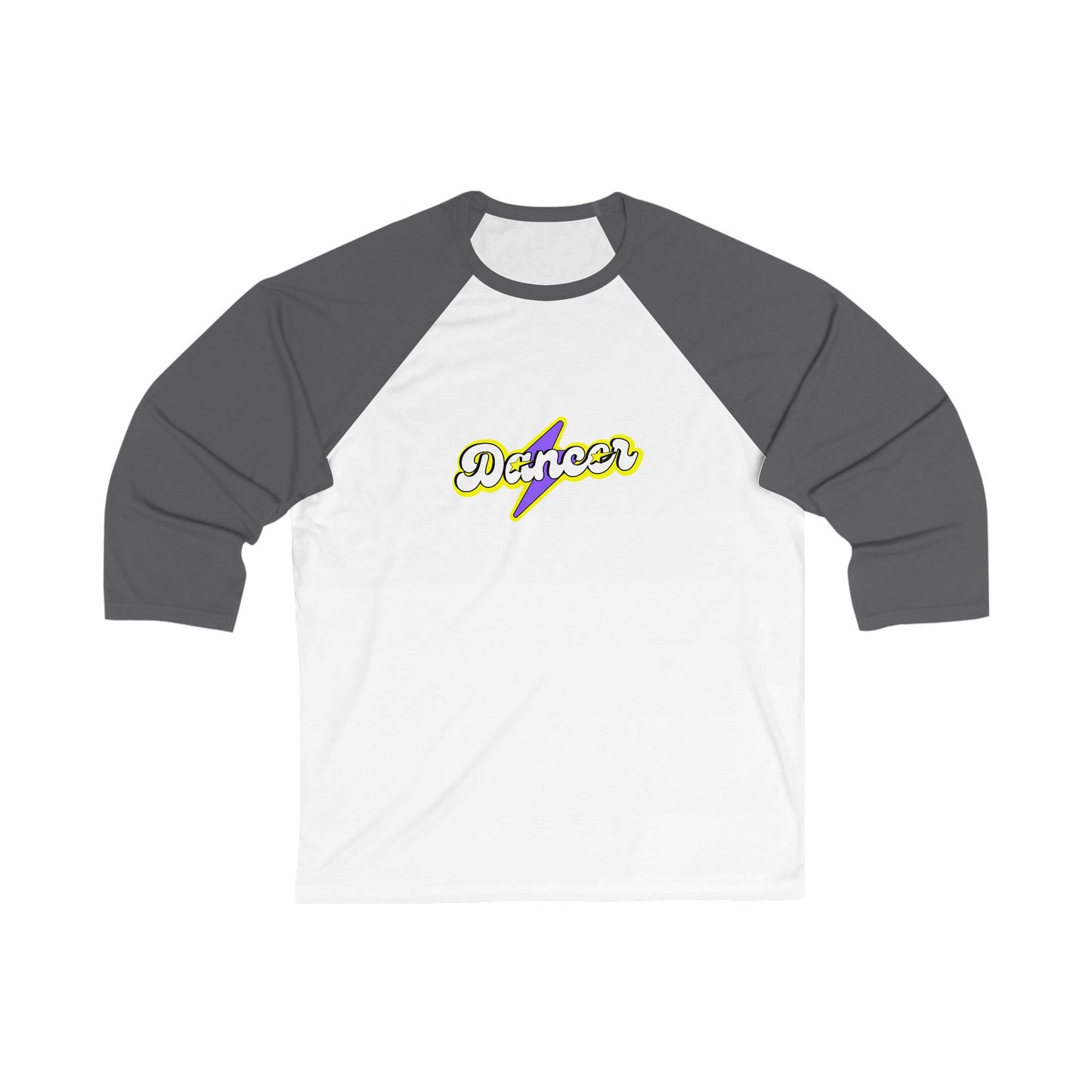 "Dancer" Unisex 3/4 Sleeve Baseball Tee – Superhero-Inspired Graphic Dance Shirt for Dancers and Performers