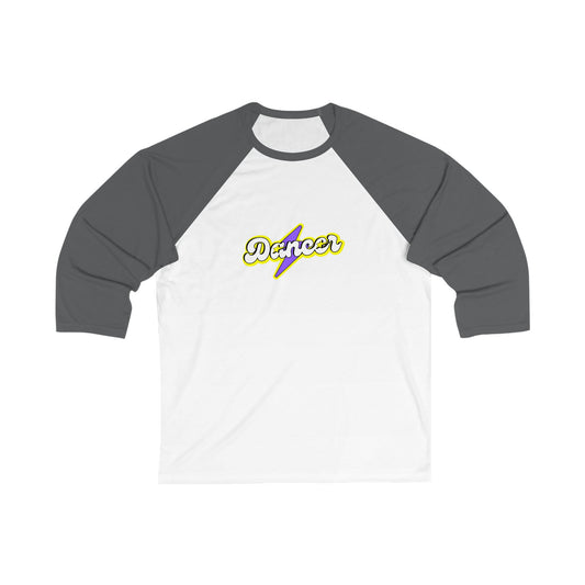 "Dancer" Unisex 3/4 Sleeve Baseball Tee – Superhero-Inspired Graphic Dance Shirt for Dancers and Performers