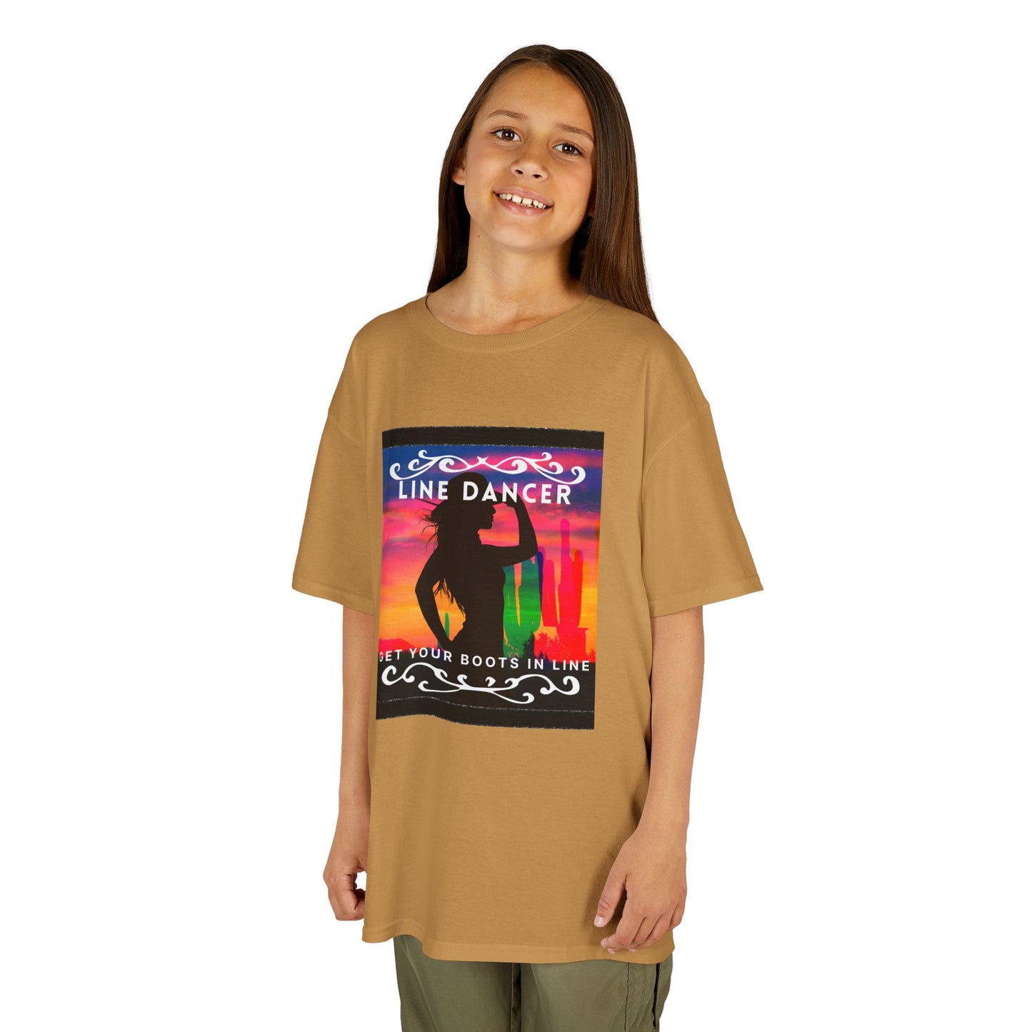 "Line Dancer – Get Your Boots in Line" Youth Short Sleeve Tee – Western-Inspired Country Dance Shirt for Kids