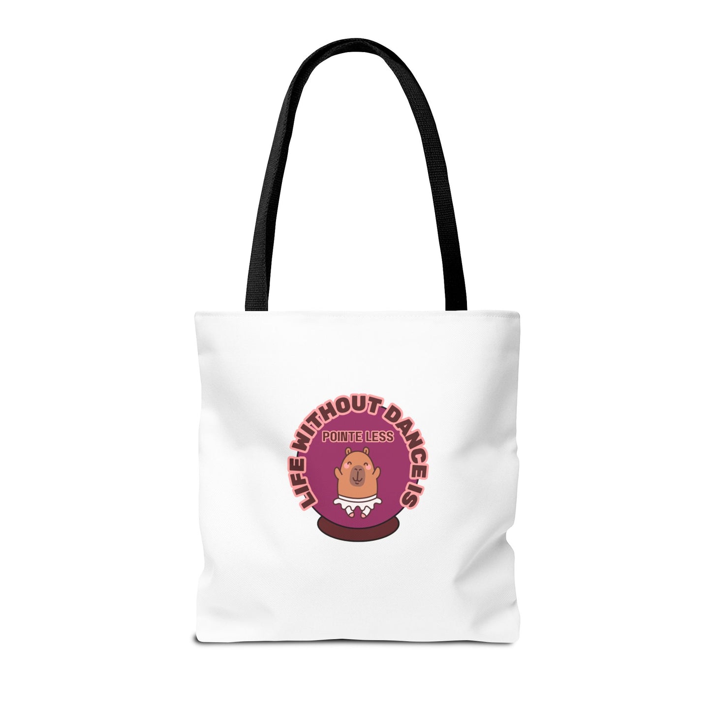 "Life Without Dance Is Pointeless" Capybara Canvas Tote Bag – Funny Dance Pun Tote for Dancers & Animal Lovers