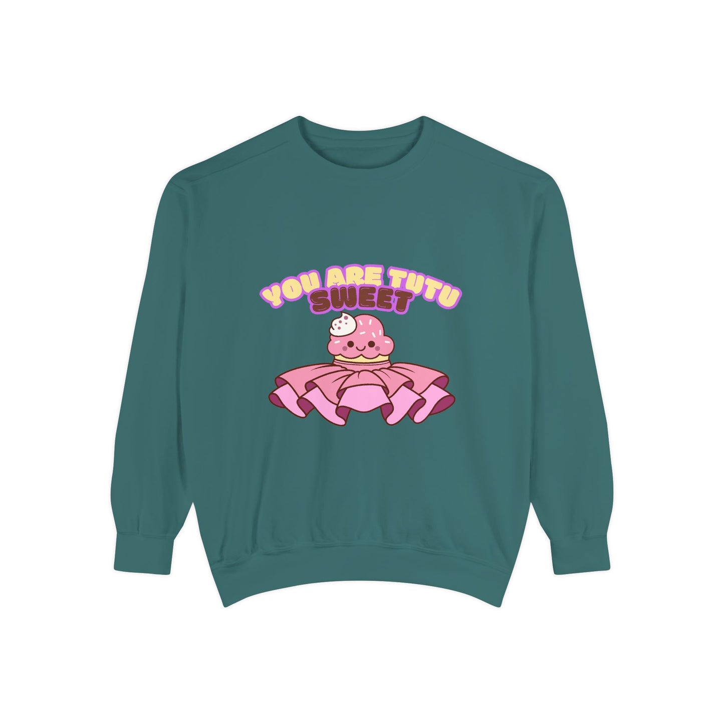 "You Are Tutu Sweet" Unisex Lightweight Crewneck Sweatshirt – Kawaii Cupcake in a Tutu Graphic Pullover for Ballet & Dance Lovers