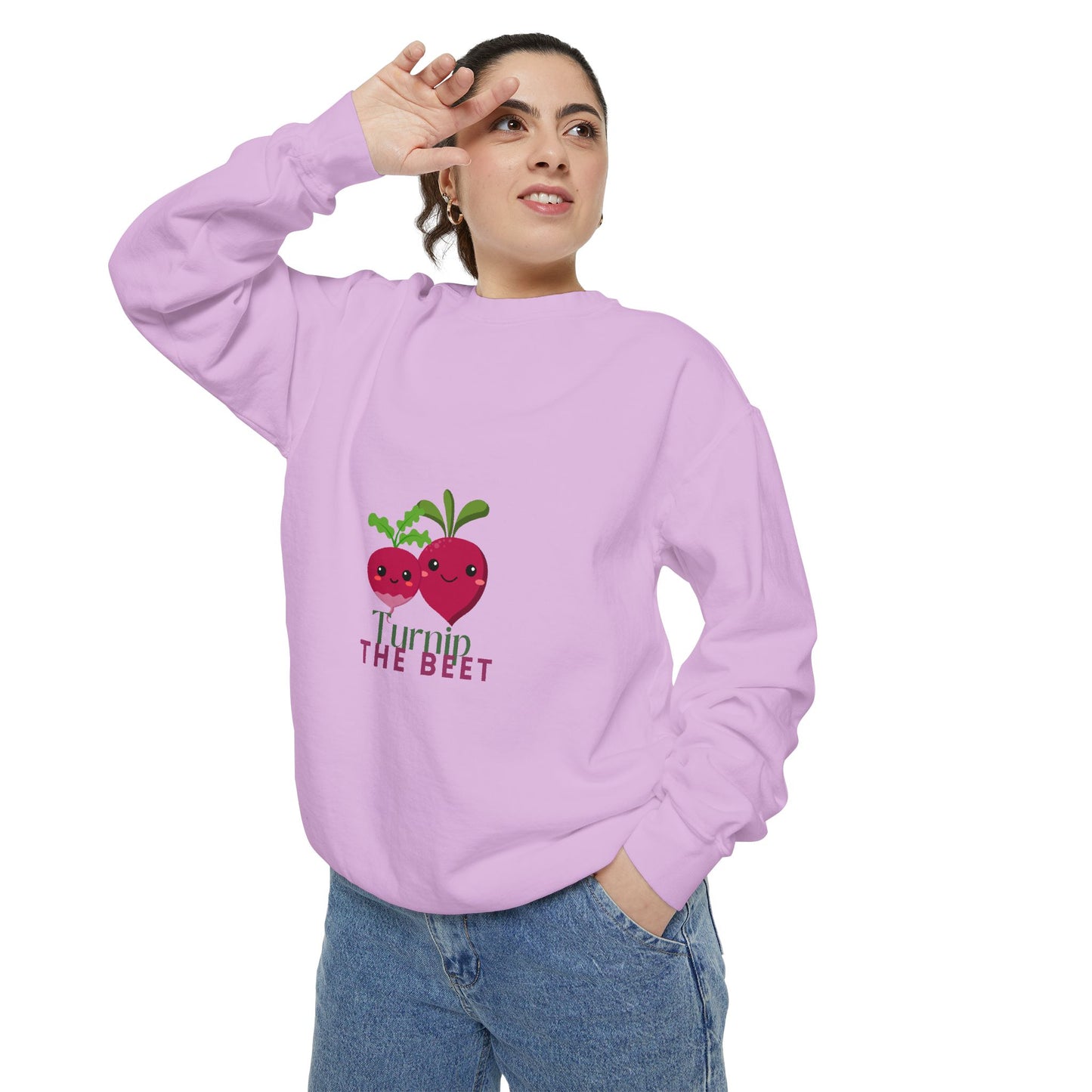 "Turnip the Beet" Unisex Lightweight Crewneck Sweatshirt – Fun Dance Pun Pullover with Cute Pepper Graphic for Dancers & Music Fans