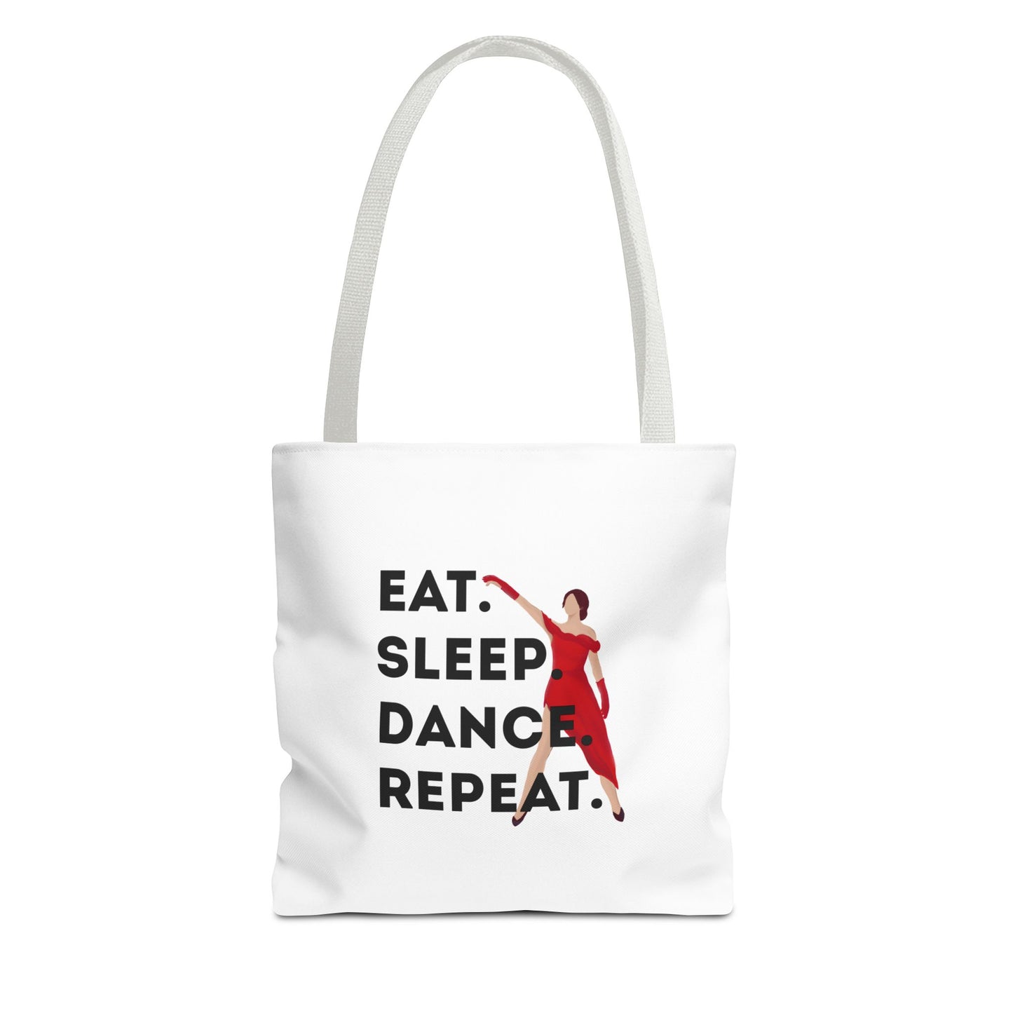 "Eat Sleep Dance Repeat" Canvas Tote Bag – Bold Dancer Graphic Dance Bag for Studio, School & Everyday Use