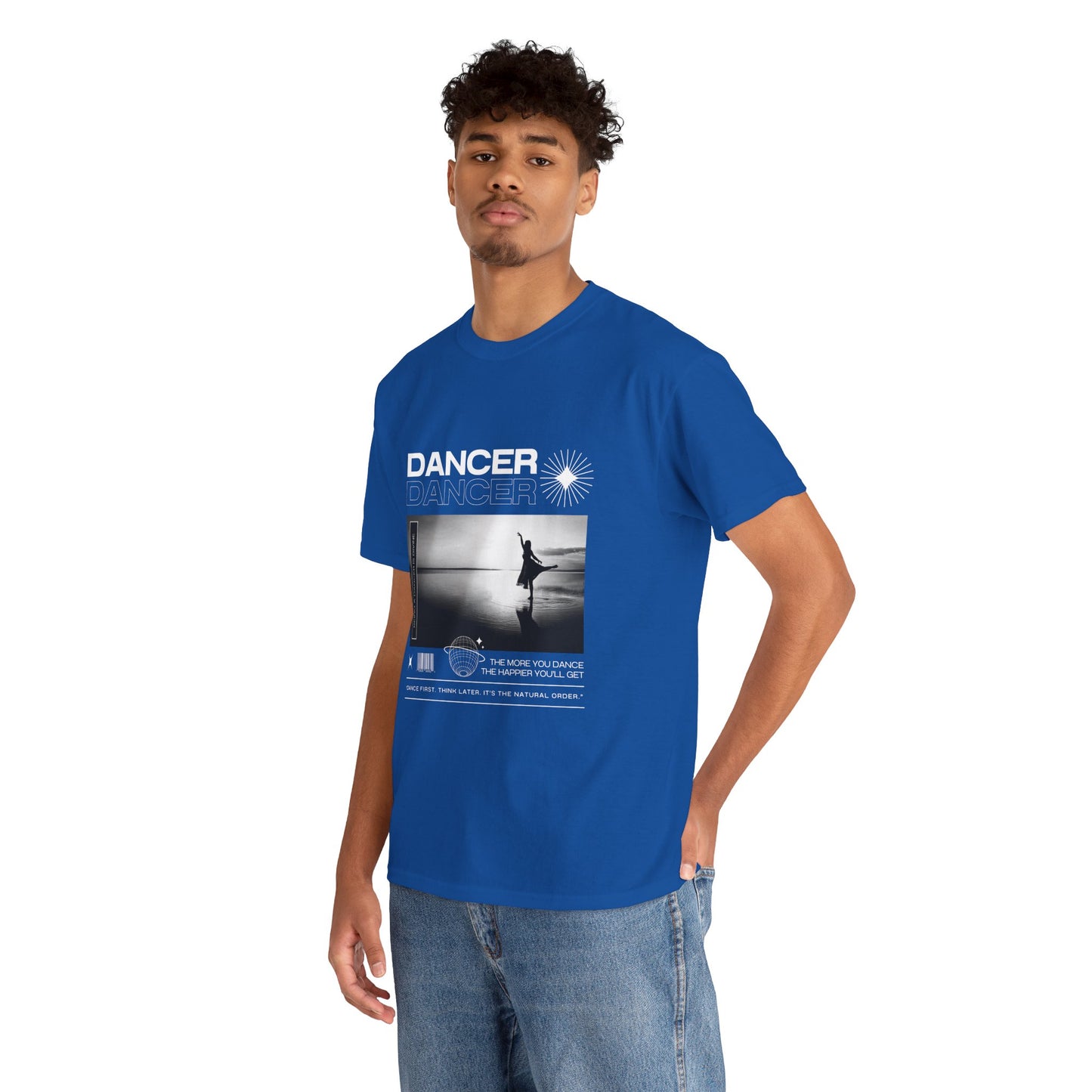 "Dancer" Arabesque Beach Scene Unisex Heavy Cotton Tee – Streetwear-Inspired Ballet Dance Graphic T-Shirt