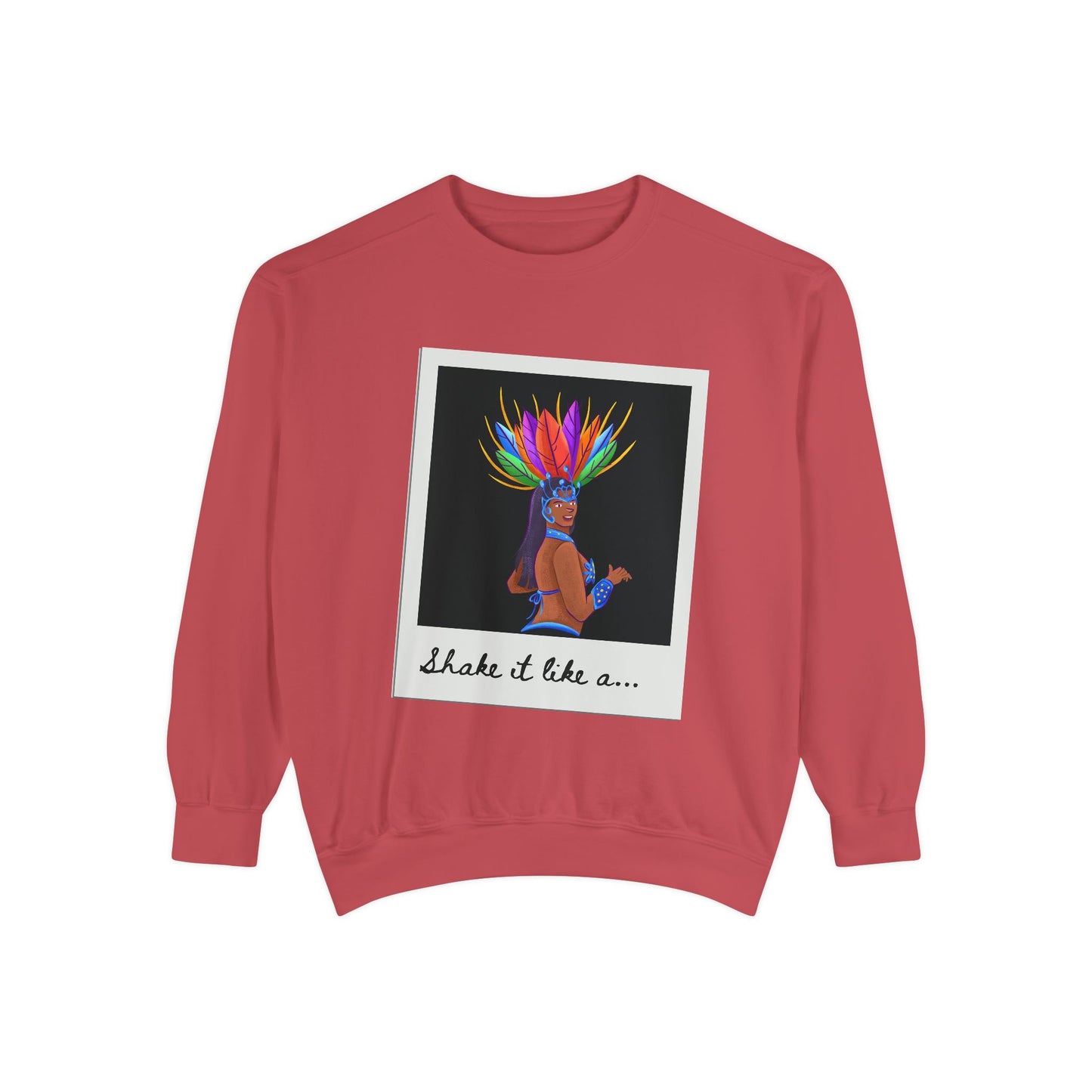 "Shake It Like a..." Unisex Lightweight Crewneck Sweatshirt – Carnival-Inspired Samba Dancer Graphic Pullover for Dance Lovers & Festival Vibes