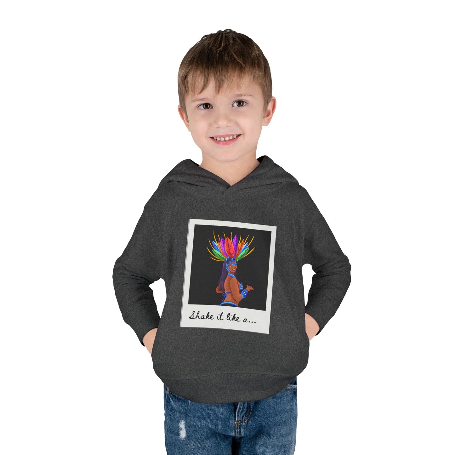 "Shake It Like a..." Toddler Pullover Hoodie – Carnival Samba Dancer Graphic Fleece Sweatshirt for Kids