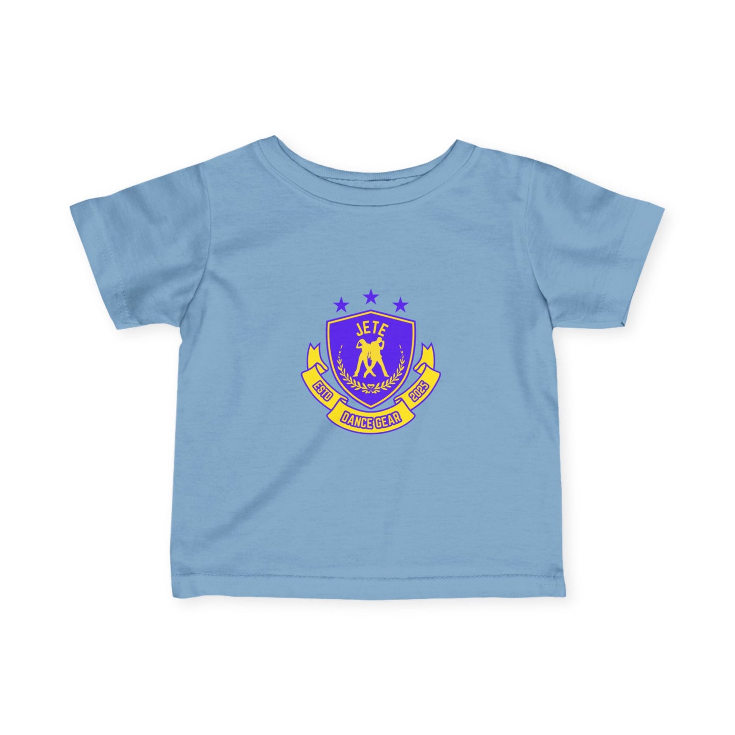 "Jeté Dance Gear" Infant Dance T-Shirt – Collegiate-Inspired Dancer Graphic Short Sleeve Tee for Babies