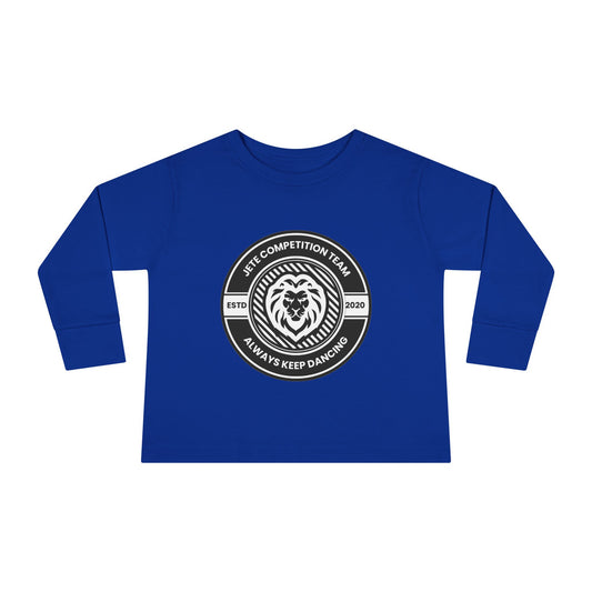 "Jeté Competition Team – Always Keep Dancing" Toddler Dance T-Shirt – Collegiate-Inspired Emblem Graphic Long Sleeve Tee for Kids