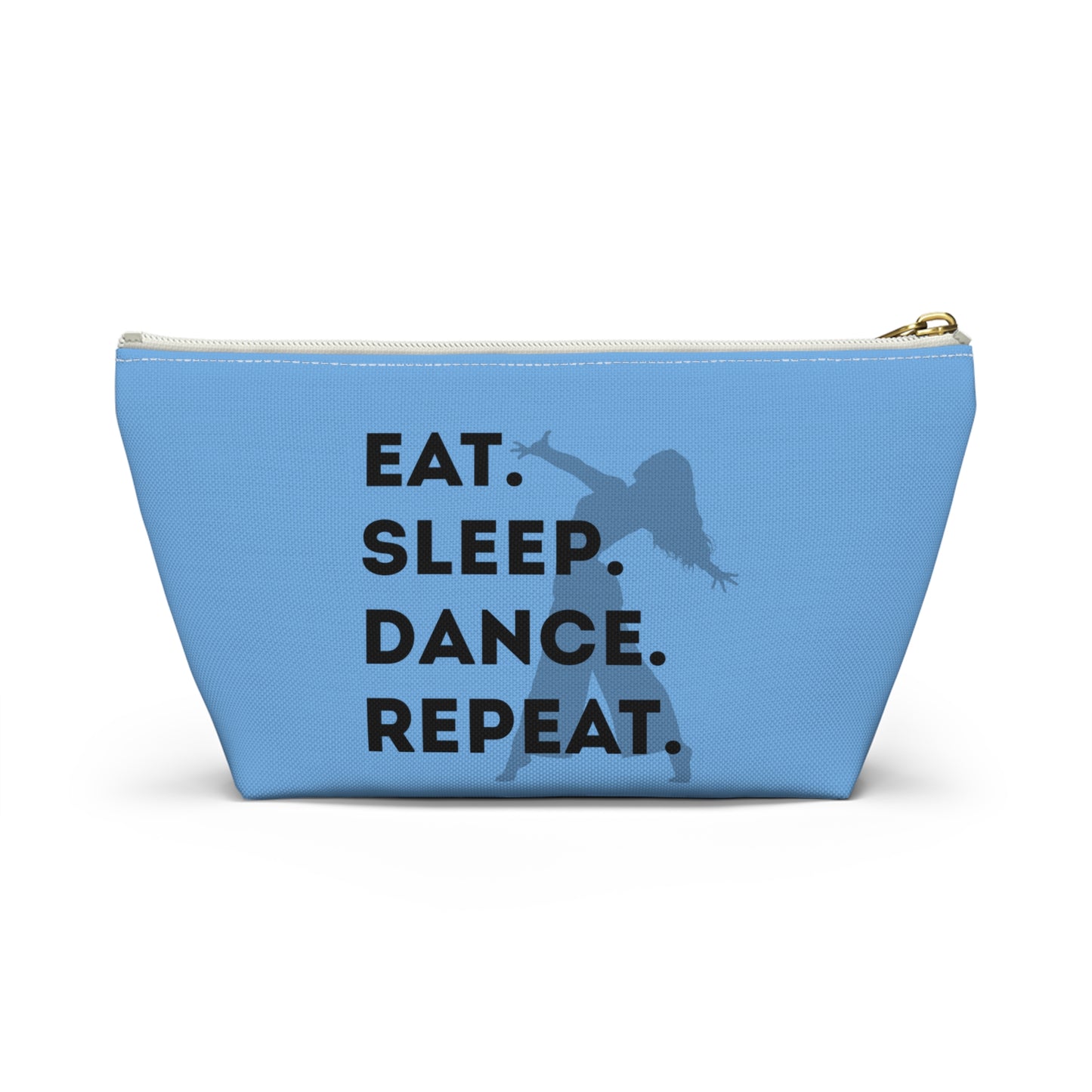 “Eat Sleep Dance Repeat” Makeup Bag – Bold Dancer Graphic – Dance-Themed Zipper Pouch for Cosmetics, Accessories & Travel Essentials