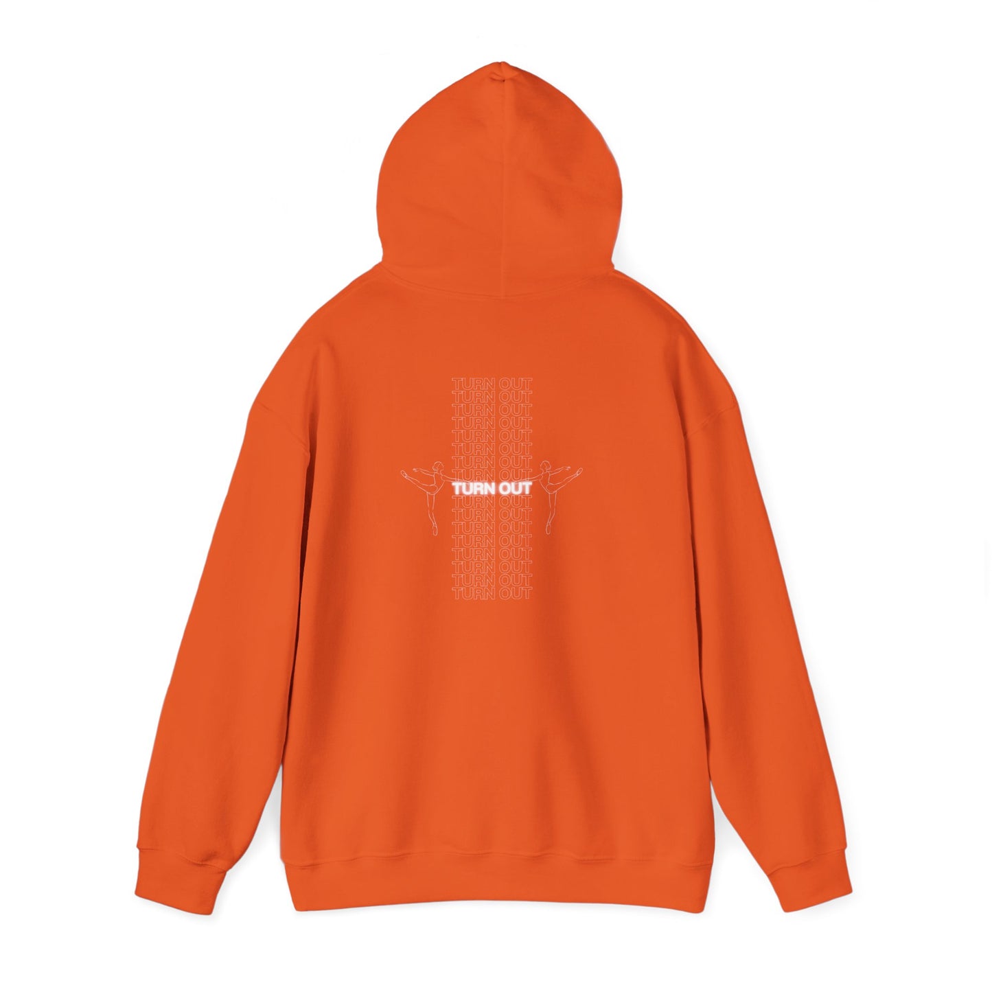"Turn Out" Ballet Hoodie – Unisex Heavy Blend™ Hooded Sweatshirt with Front & Back Ballerina Graphics for Dancers