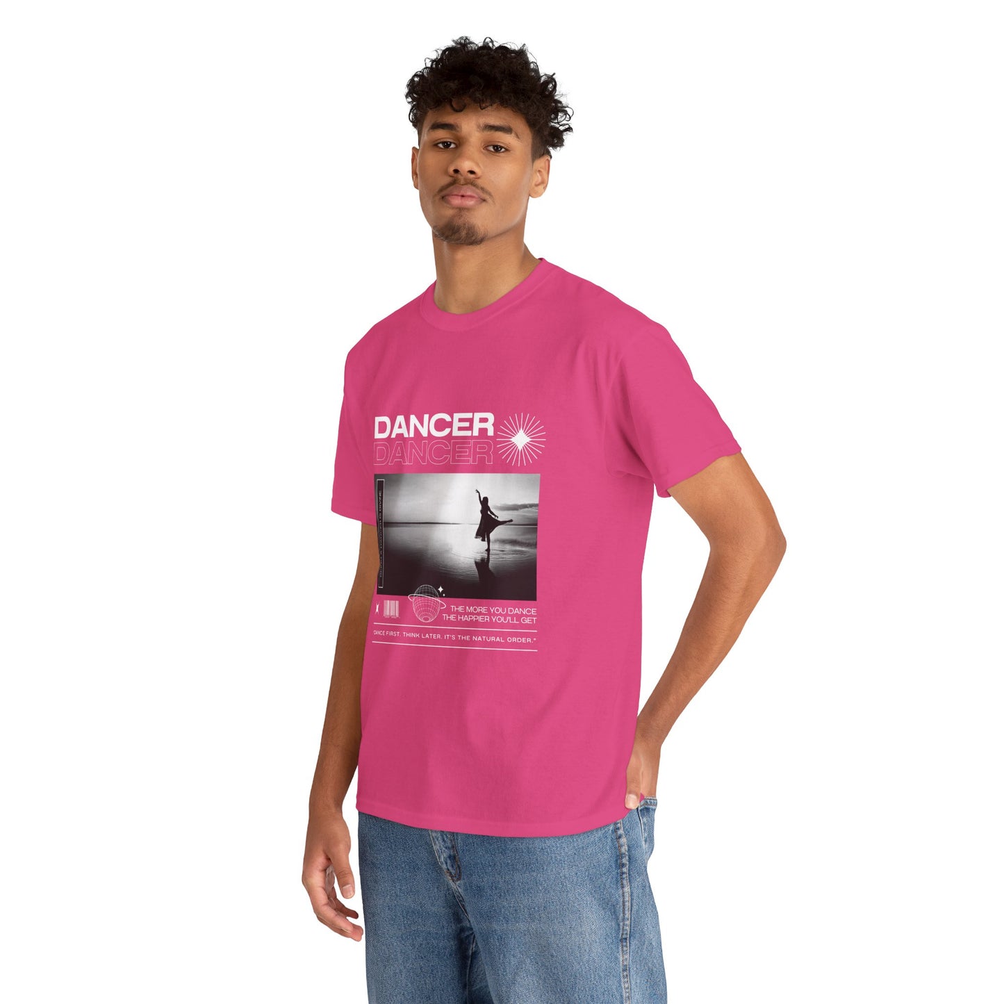 "Dancer" Arabesque Beach Scene Unisex Heavy Cotton Tee – Streetwear-Inspired Ballet Dance Graphic T-Shirt