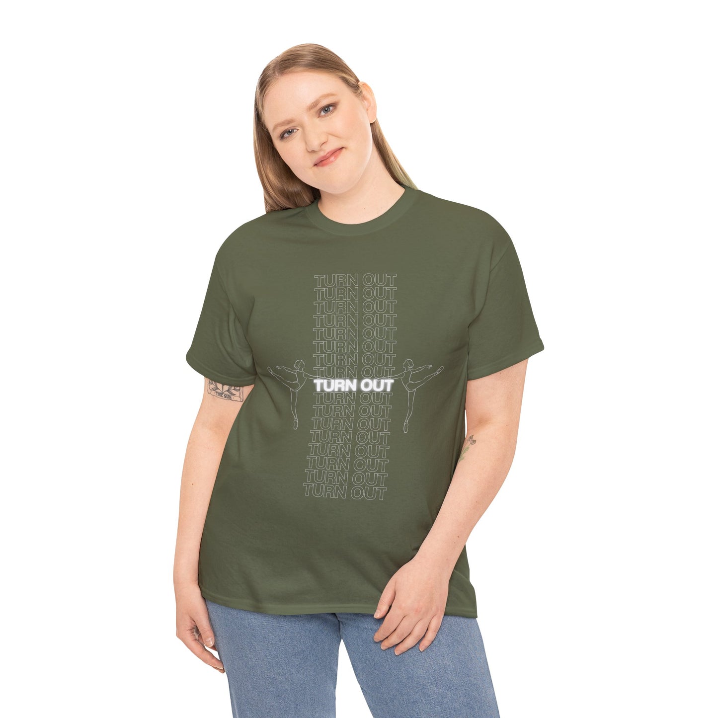 "Turn Out" Ballerina Graphic Unisex Heavy Cotton Tee – Ballet Dance T-Shirt for Dancers & Dance Enthusiasts