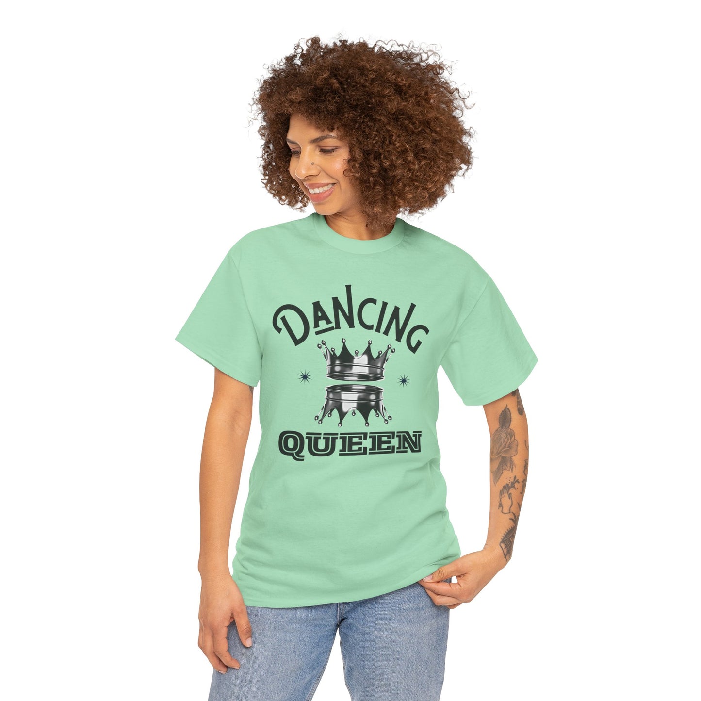 “Dancing Queen" Unisex Heavy Cotton T-Shirt with Crown Graphic – Dance-Inspired Graphic Tee for Adults & Kids