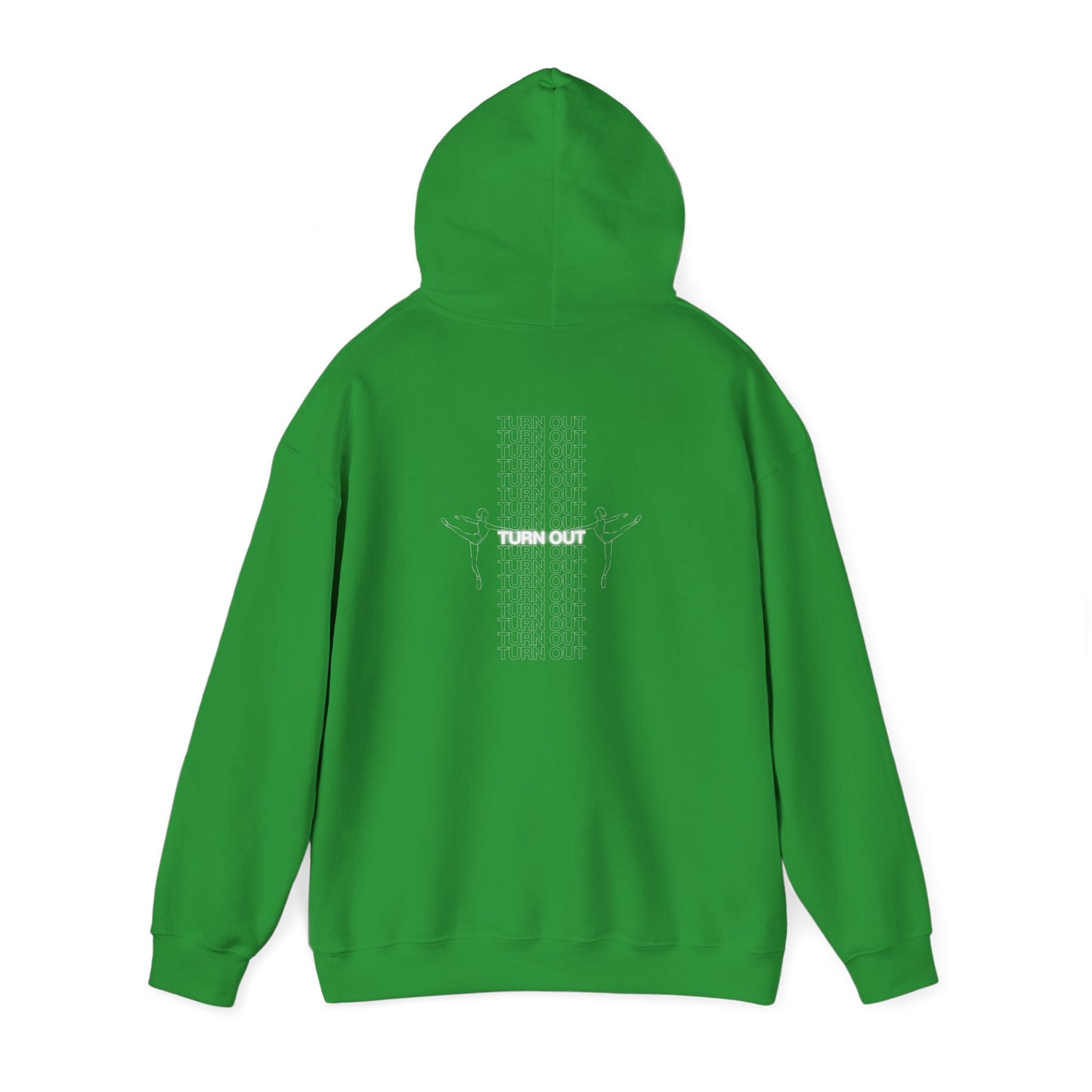 "Turn Out" Ballet Hoodie – Unisex Heavy Blend™ Hooded Sweatshirt with Front & Back Ballerina Graphics for Dancers