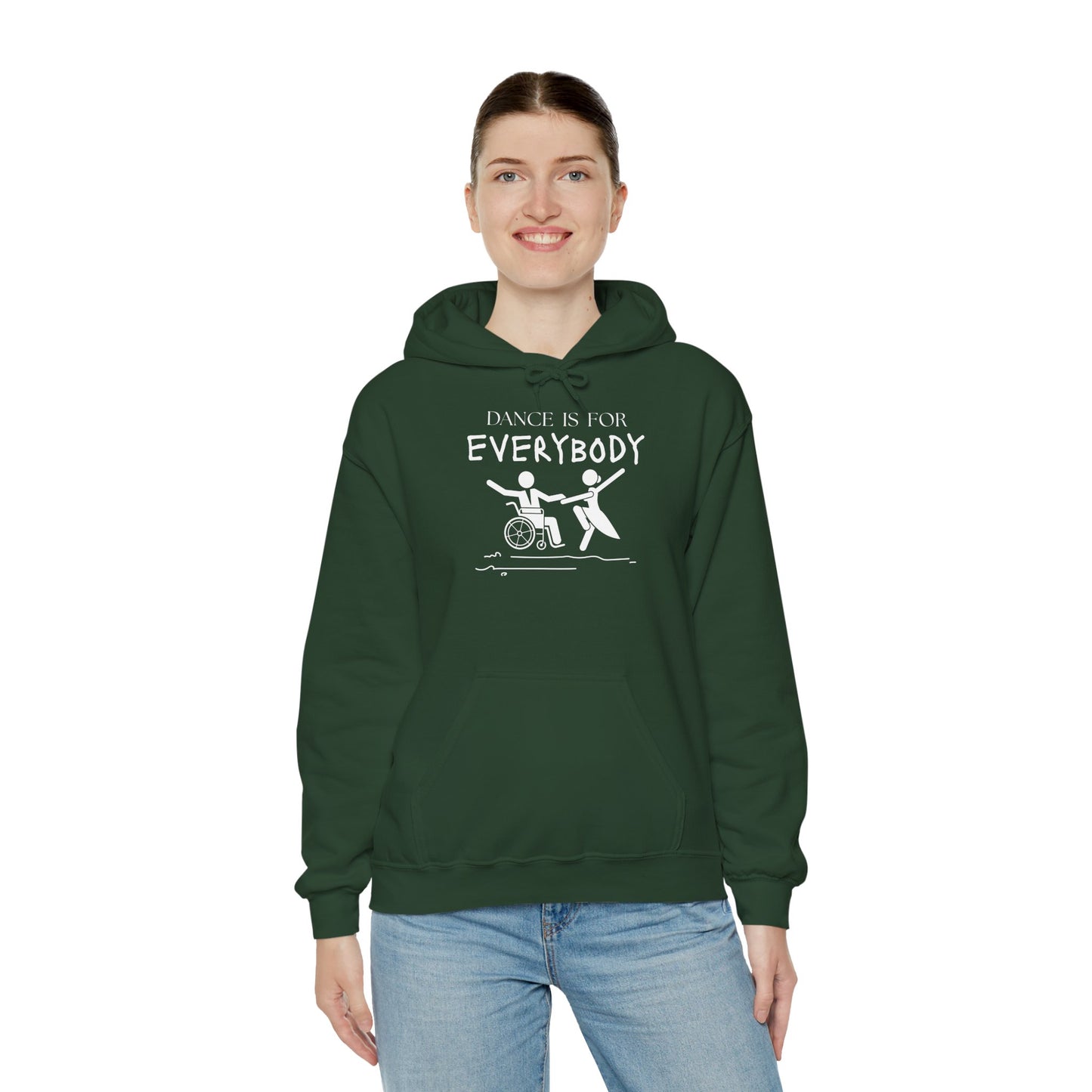 "Dance Is for Everybody" Unisex Hoodie – Inclusive Dance-Themed Hoodie for Teens and Adults with Personalization Option on Sleeve