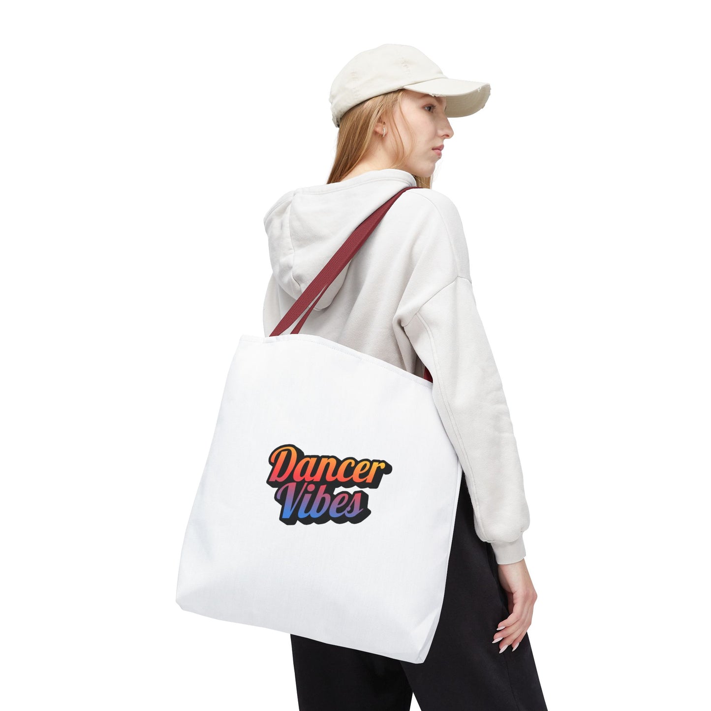 "Dancer Vibes" Canvas Tote Bag – Bold Dance-Themed Text Graphic Bag for Dancers, Students & Everyday Use