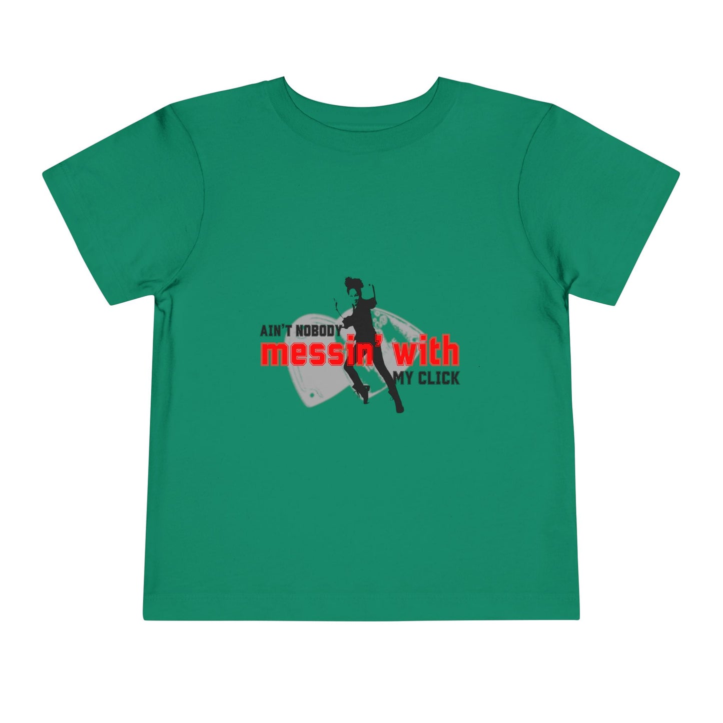 “Ain’t Nobody Messin’ With My Click” Toddler Short Sleeve T-Shirt – Tap Dance Graphic Tee with Tap Dancer Design for Kids