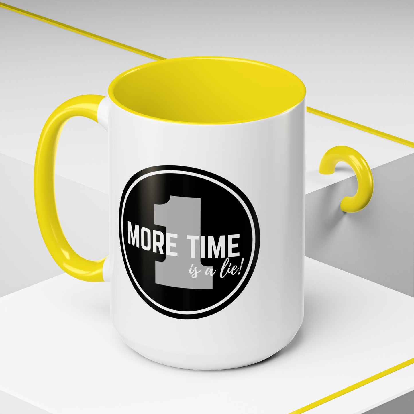 "One More Time is a Lie" Dance Quote Accent Coffee Mug – Bold Emblem Graphic Ceramic Cup