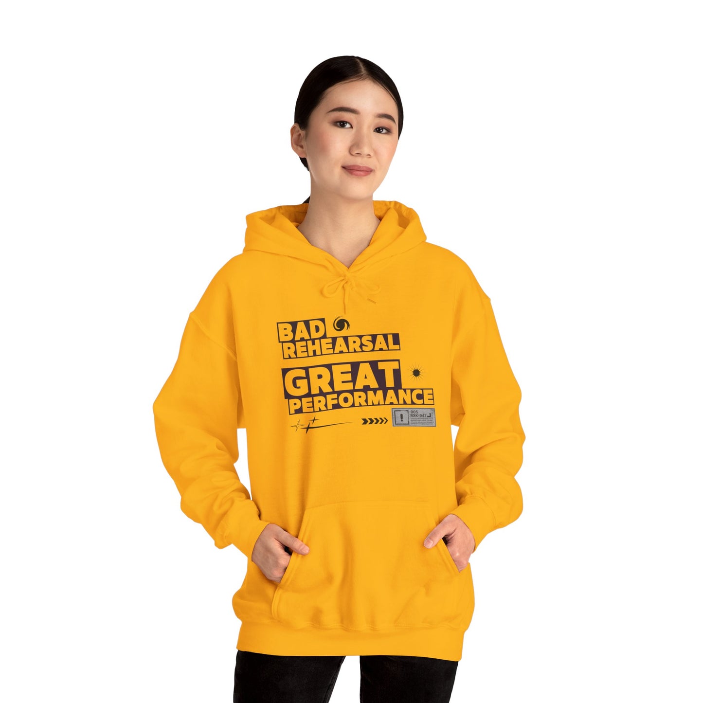 "Bad Rehearsal, Great Performance" Dance Hoodie – Unisex Heavy Blend™ Hooded Sweatshirt with Streetwear-Inspired Graphic for Performers