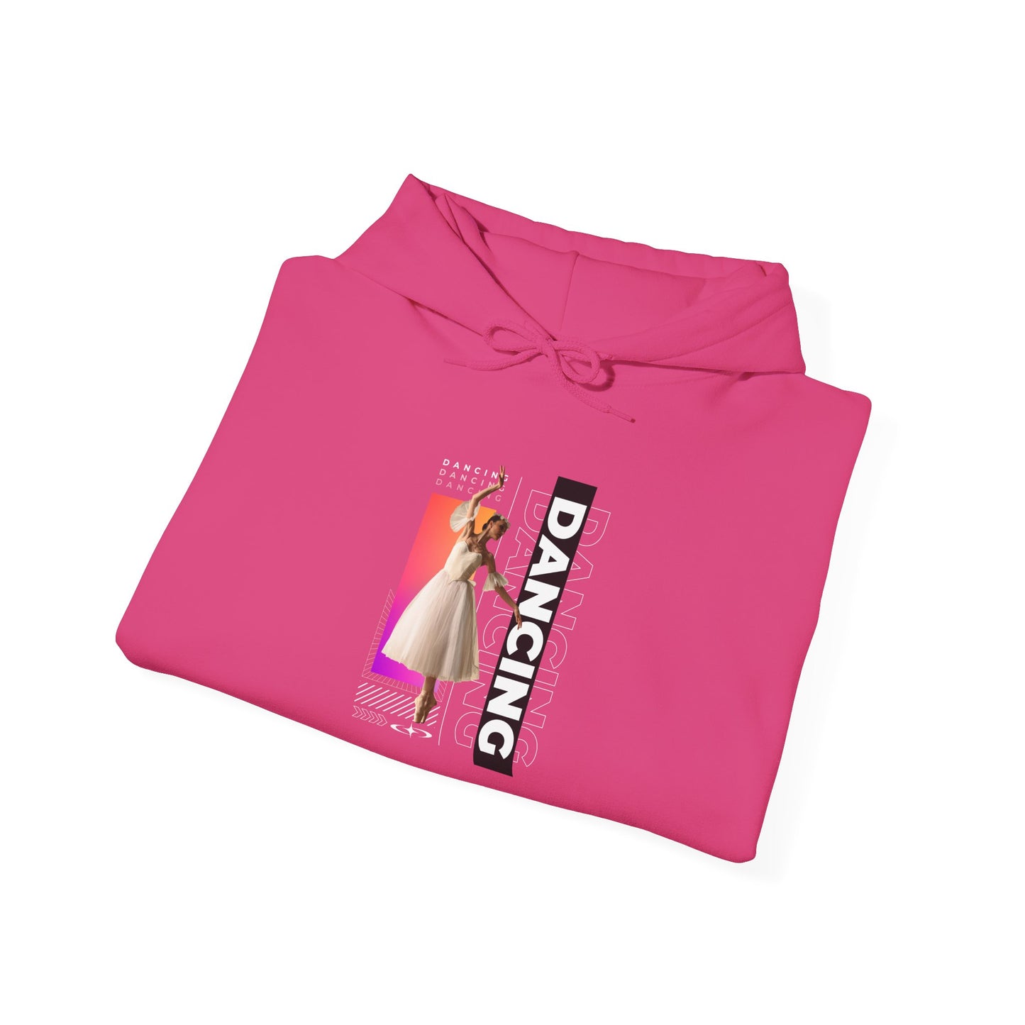 “Dancing” Text with Streetwear-Style Female Dancer Graphic - Unisex Heavy Blend™ Hooded Sweatshirt – Cozy Dance Hoodie for Ballet & Hip-Hop Enthusiasts