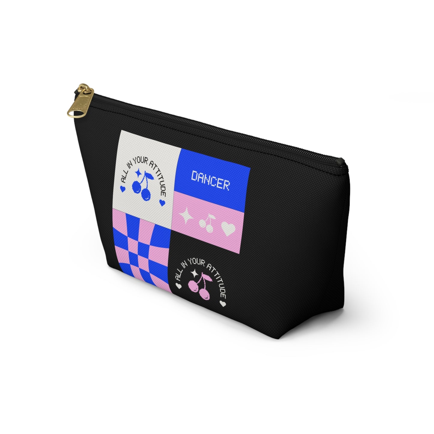 "Dancer - All in Your Attitude" Makeup Bag – Cute Retro Dance Graphic – Inspirational Dance-Themed Zipper Pouch for Cosmetics, Accessories & Gifts