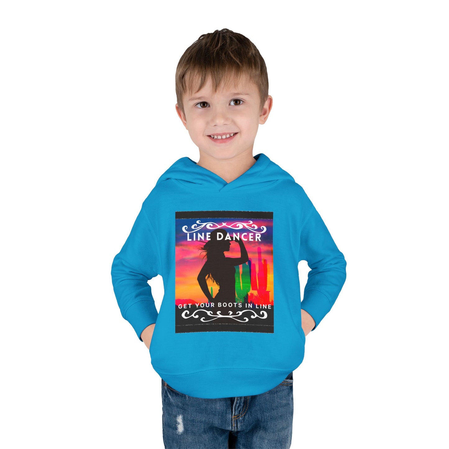 "Line Dancer, Get Your Boots in Line" Streetwear Dance Graphic – Toddler Pullover Hoodie