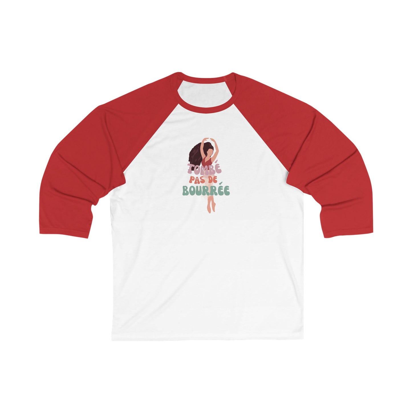 "Tombé Pas de Bourrée" Unisex 3/4 Sleeve Baseball Tee – Elegant Ballet Dance Shirt with Pretty Dancer Graphic for Ballet Lovers