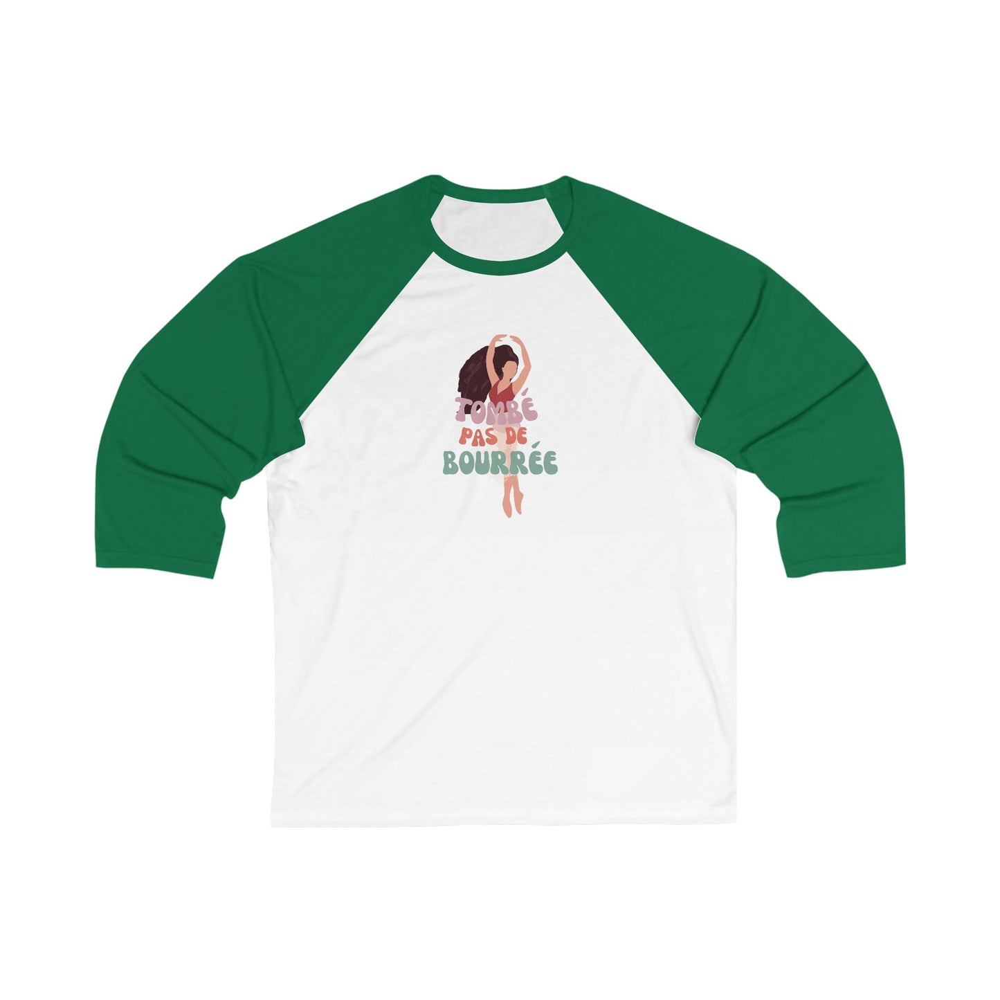 "Tombé Pas de Bourrée" Unisex 3/4 Sleeve Baseball Tee – Elegant Ballet Dance Shirt with Pretty Dancer Graphic for Ballet Lovers