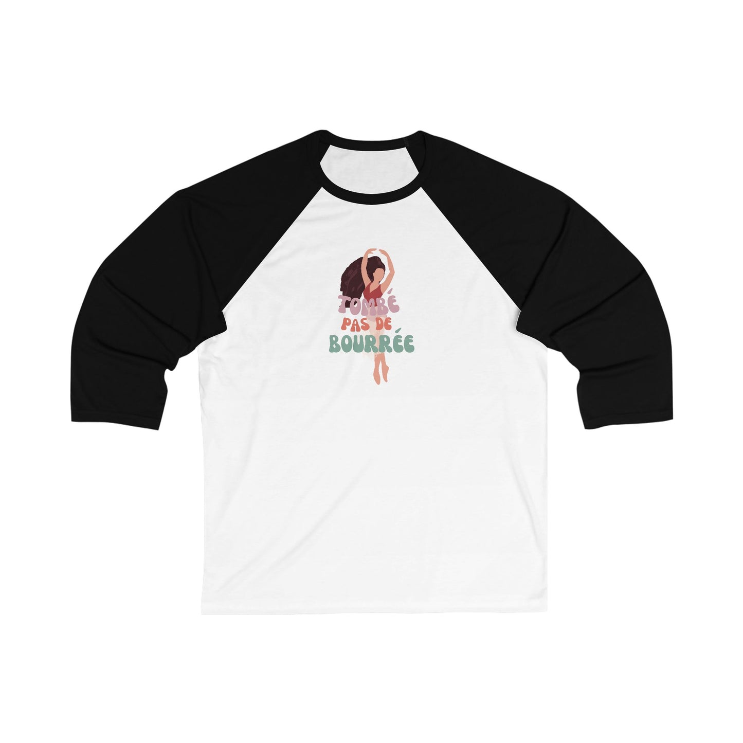 "Tombé Pas de Bourrée" Unisex 3/4 Sleeve Baseball Tee – Elegant Ballet Dance Shirt with Pretty Dancer Graphic for Ballet Lovers