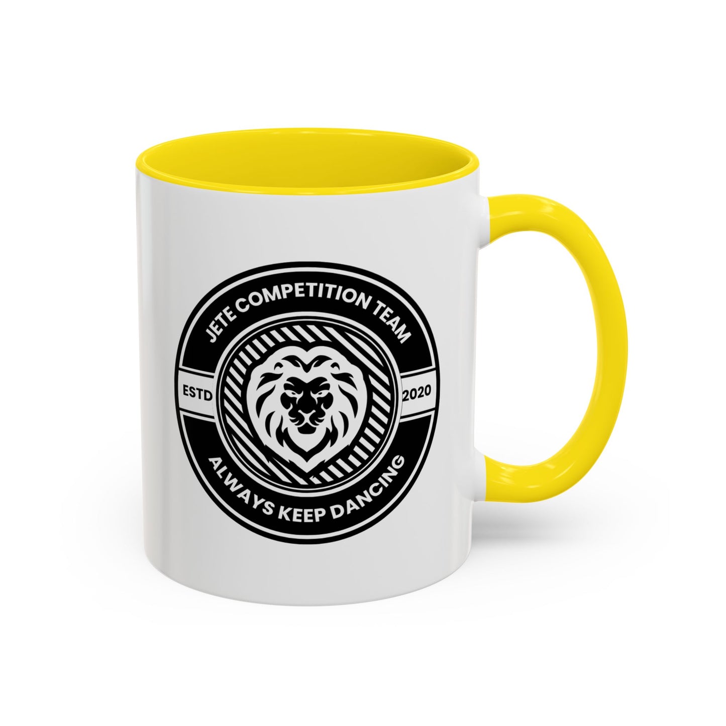 "Jeté Competition Team – Always Keep Dancing" Accent Coffee Mug – Collegiate Style Ceramic Mug for Dancers and Studio Teams