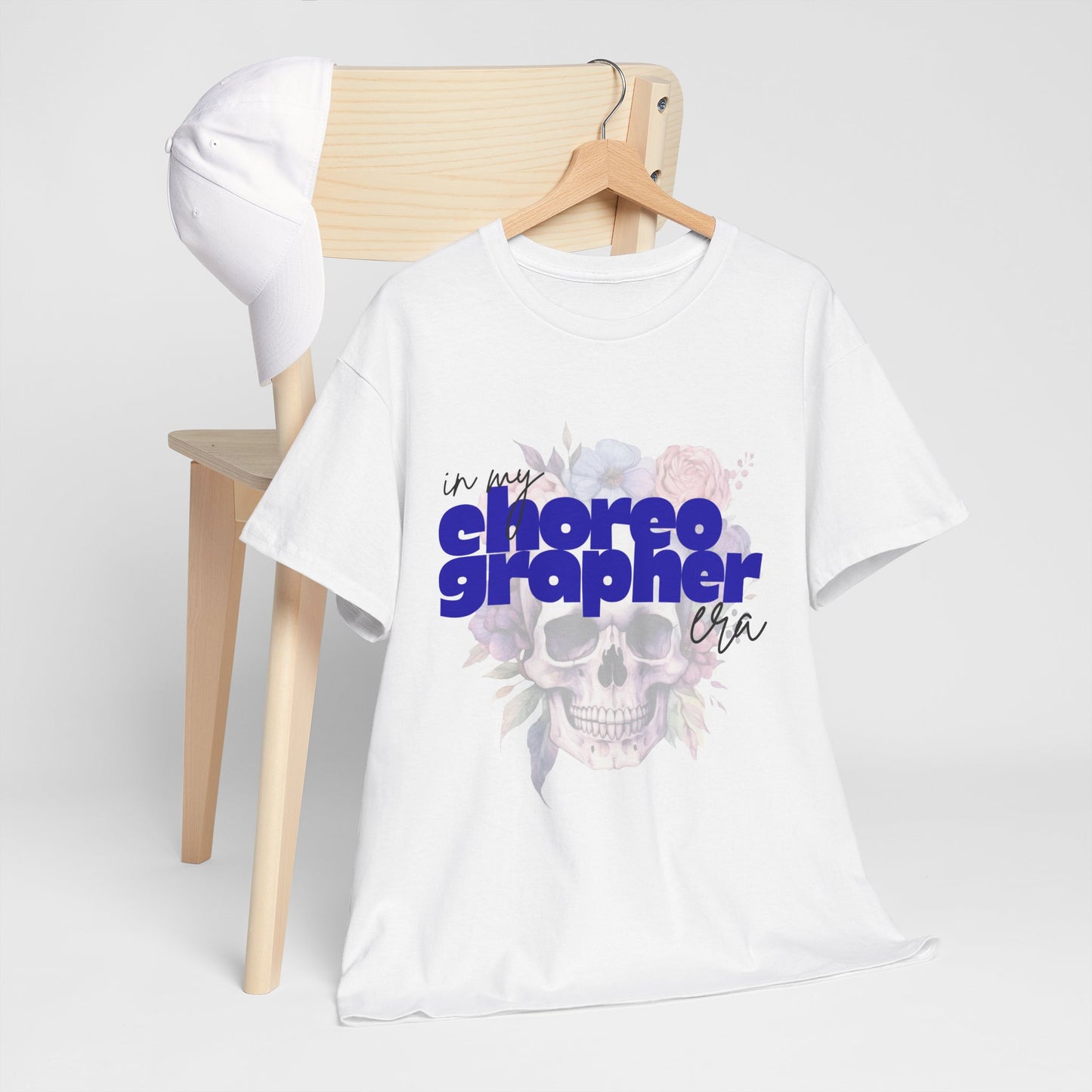 "In My Choreographer Era" Skull Floral Tee – Unisex Heavy Cotton Dance T-Shirt with Cool Gothic Graphic