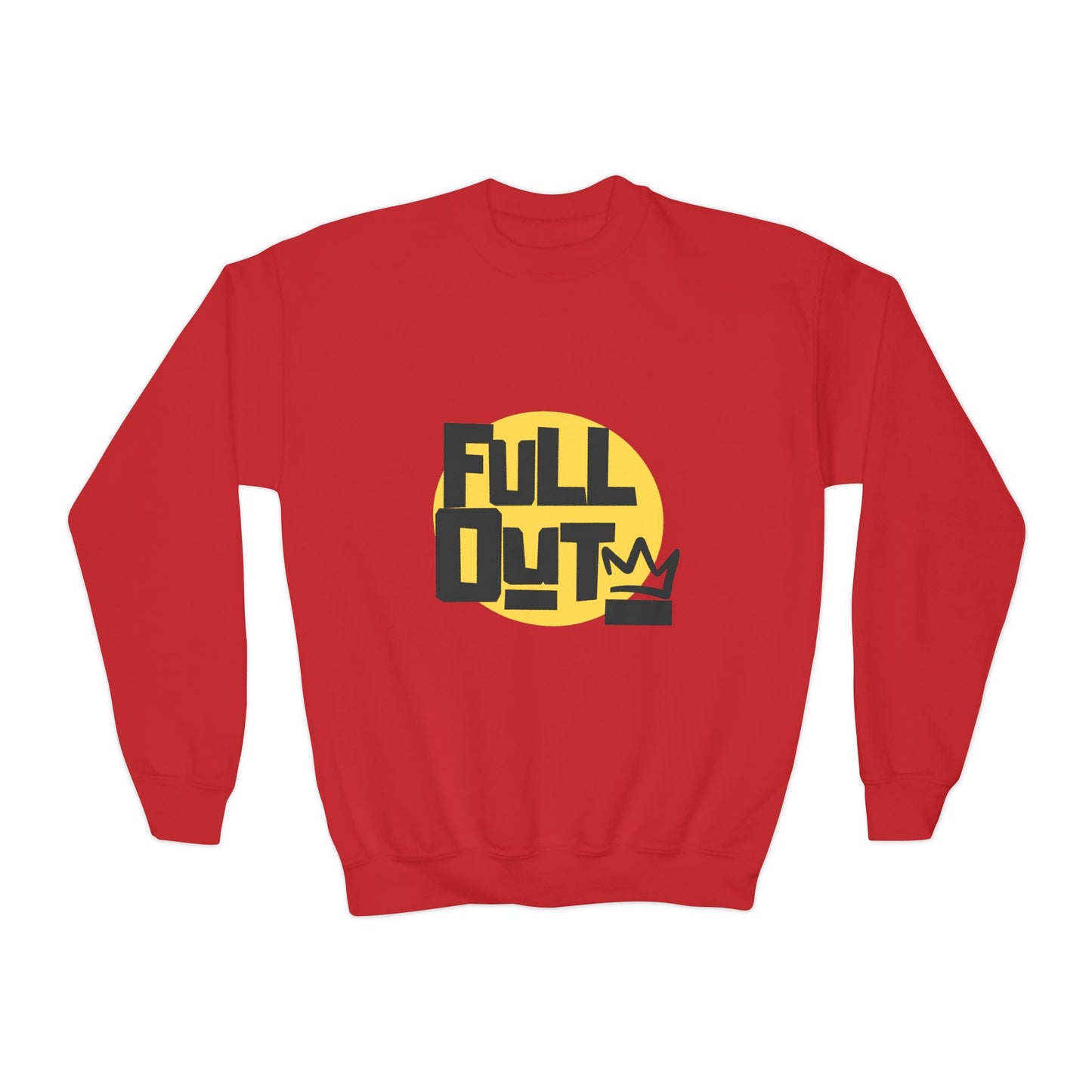 "Full Out" Youth Crewneck Sweatshirt – Bold Streetwear-Inspired Dance Graphic Pullover for Kids and Teens