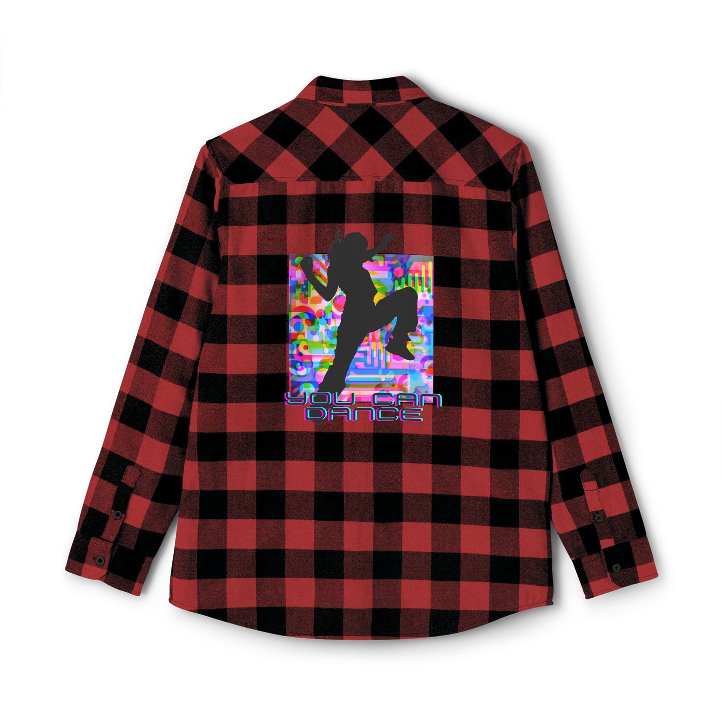 Levels Premium Collection Flannel Shirt – Unisex Streetwear Button-Up with "Levels Pictures Textures" Front Text and Bold Dancer Silhouette Back Graphic