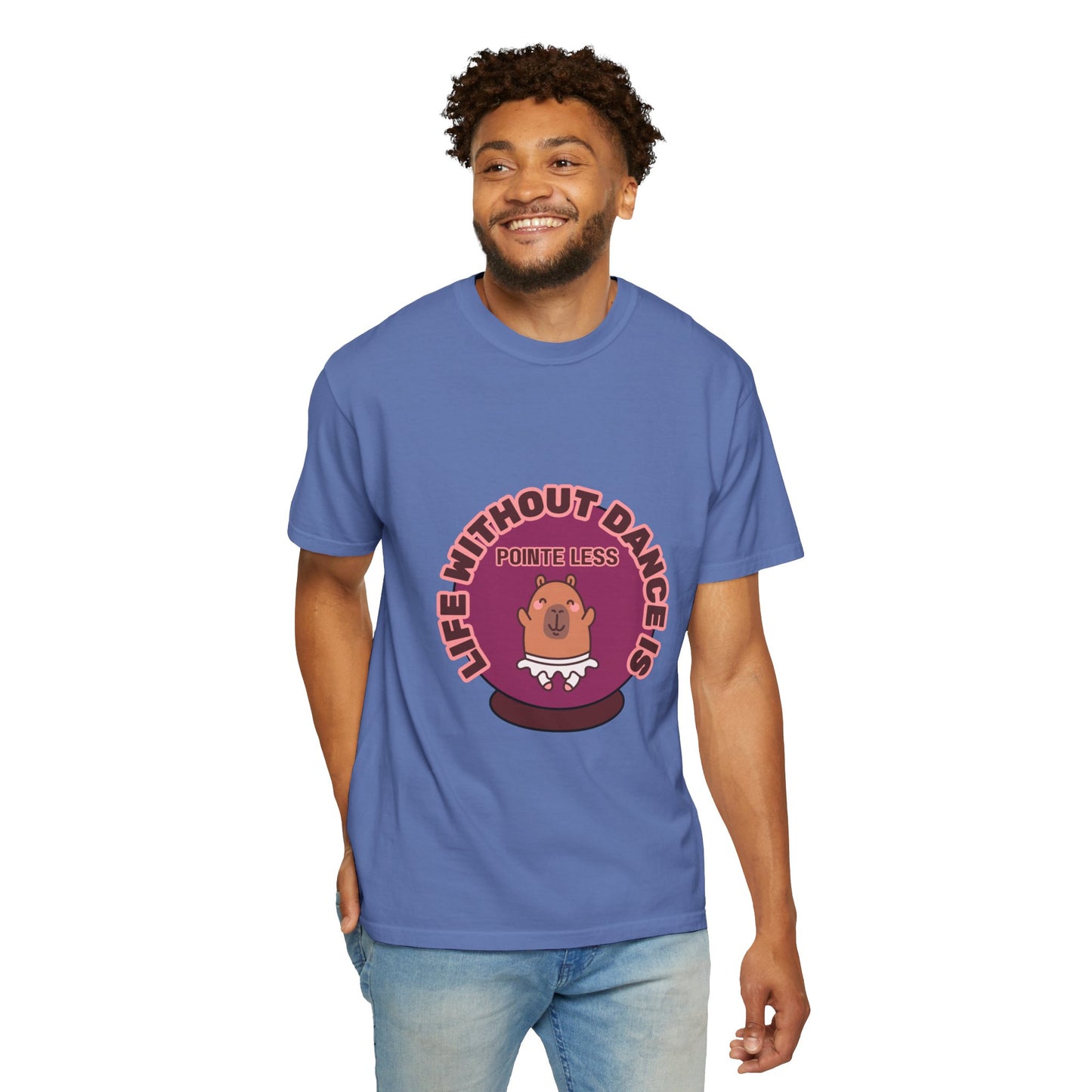 "Life Without Dance is Pointeless" Unisex Garment-Dyed T-Shirt – Cute Dancing Capybara Graphic Tee – Funny Dance Shirt for Animal Lovers & Performers