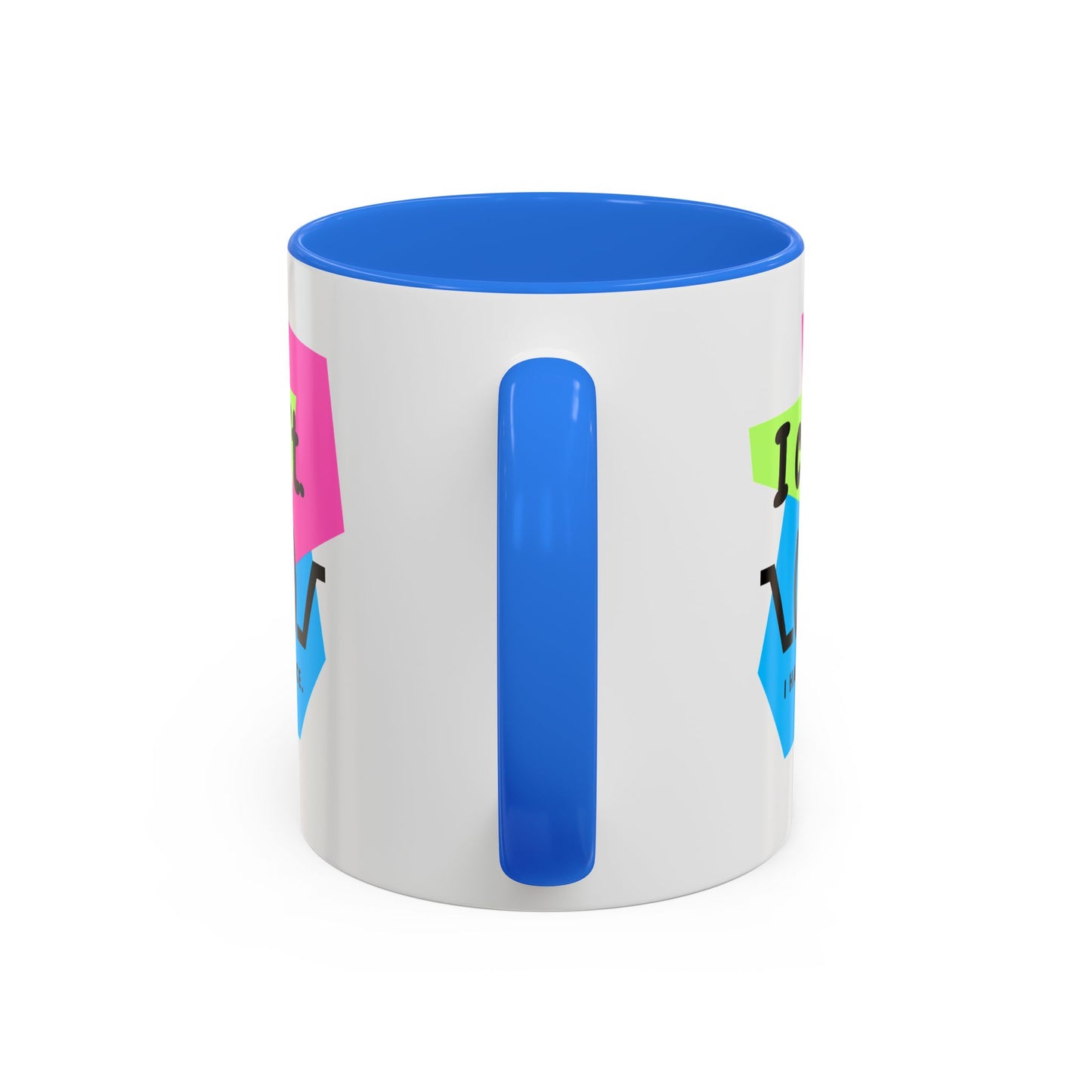 “I Can’t. I Have Dance Mug.” with Colored Handles – Bold 80s Retro Dance Graphic Coffee Cup