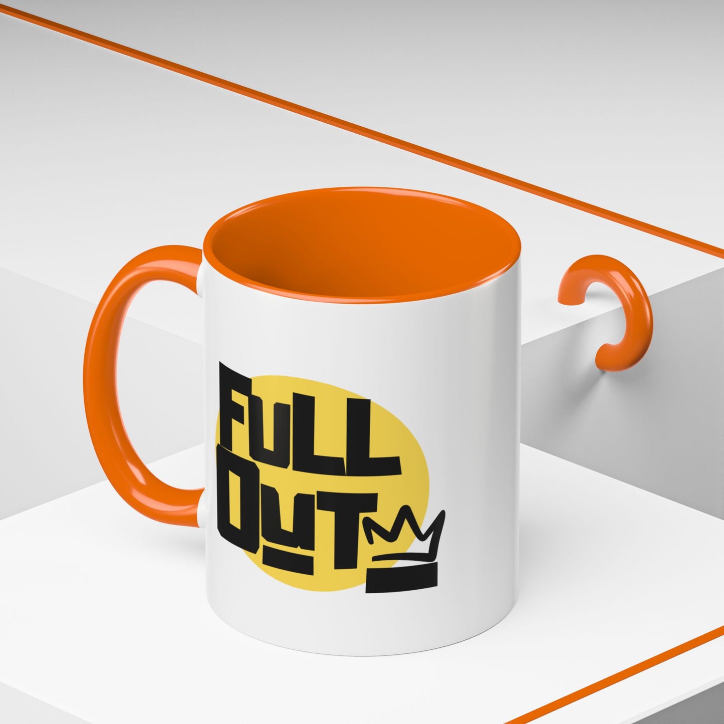 "Full Out" Accent Coffee Mug – Streetwear Dance Mug with Crown Graphic for Dancers