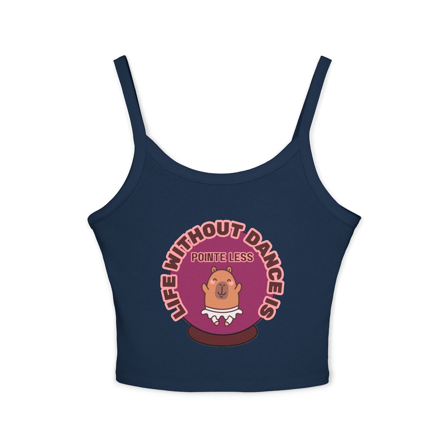 "Life Without Dance is Pointeless" Capybara Tank – Women's Spaghetti Strap Dance Top with Cute Animal Graphic