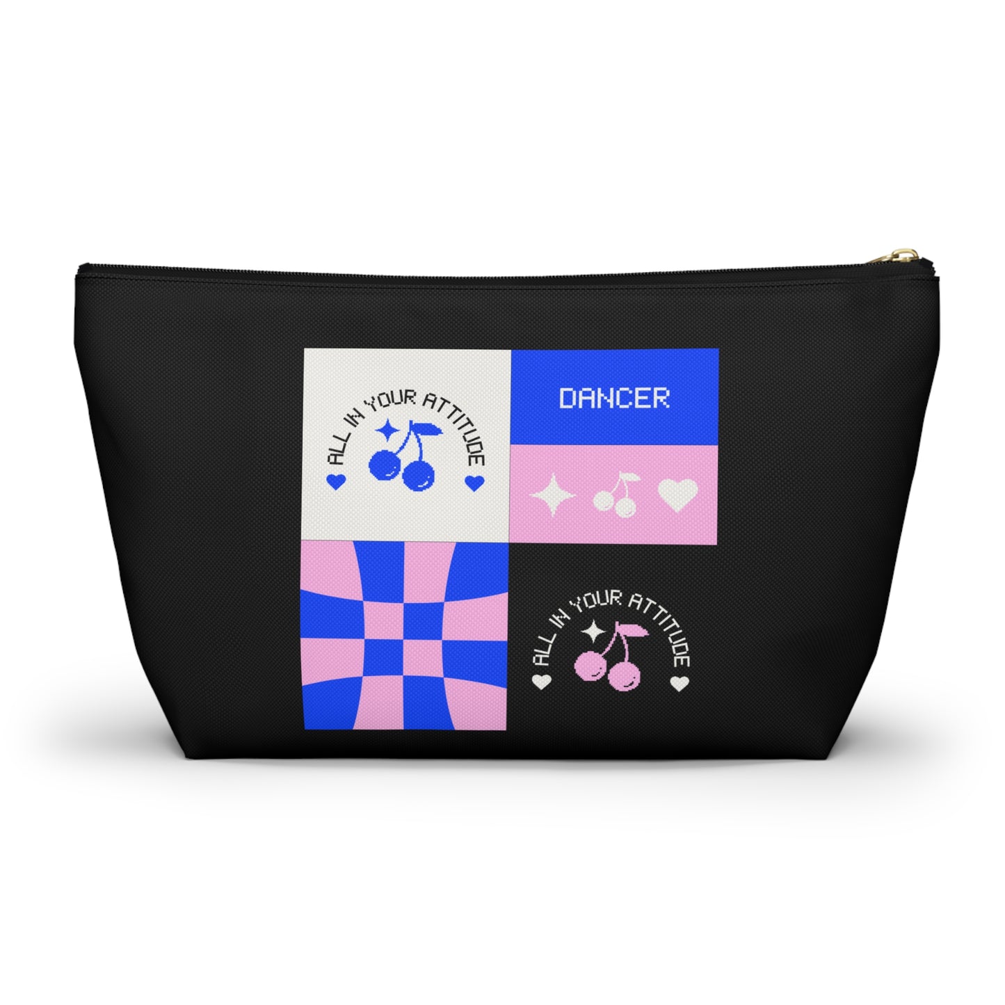 "Dancer - All in Your Attitude" Makeup Bag – Cute Retro Dance Graphic – Inspirational Dance-Themed Zipper Pouch for Cosmetics, Accessories & Gifts