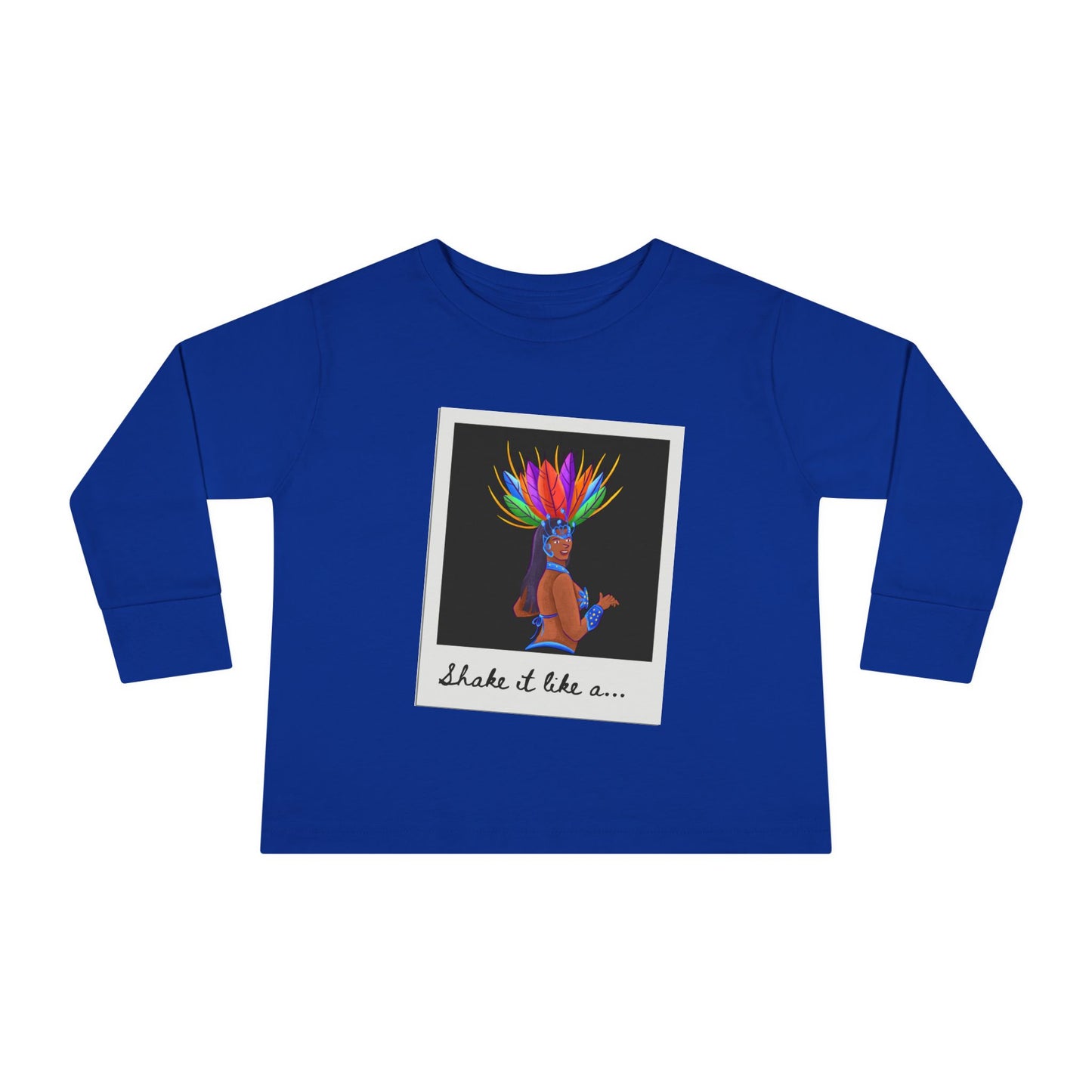 "Shake It Like a…” Toddler Long Sleeve Tee – Samba Dancer Graphic Shirt for Kids