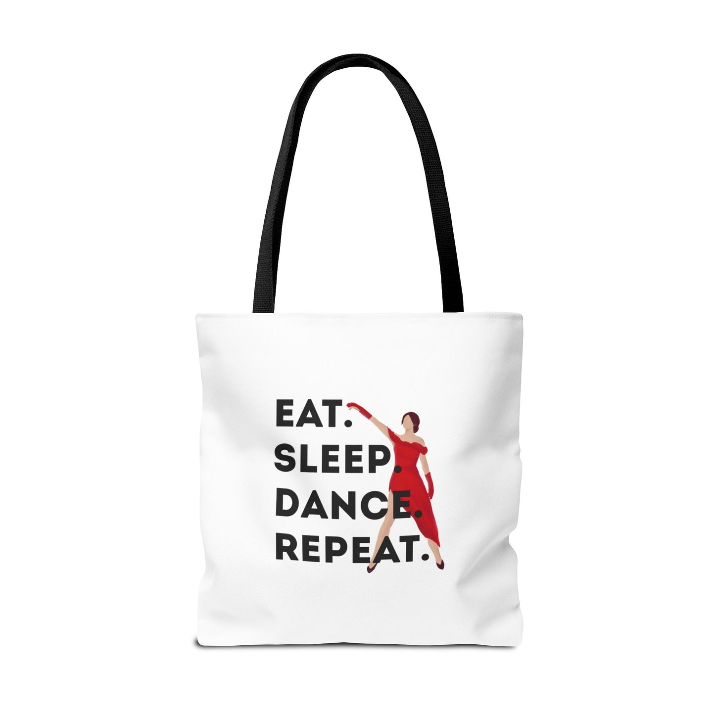 "Eat Sleep Dance Repeat" Canvas Tote Bag – Bold Dancer Graphic Dance Bag for Studio, School & Everyday Use
