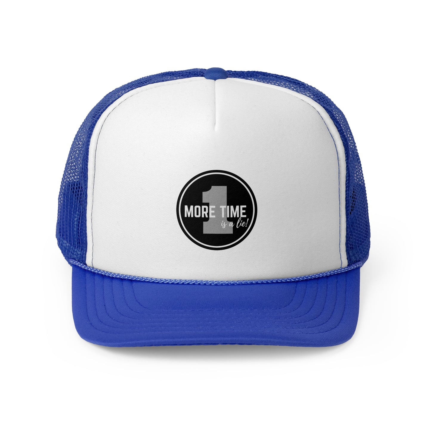 "One More Time is a Lie" Dance Quote Unisex Trucker Hat – Emblem Graphic Cap for Dancers & Dance Moms – Funny Dance Rehearsal Hat