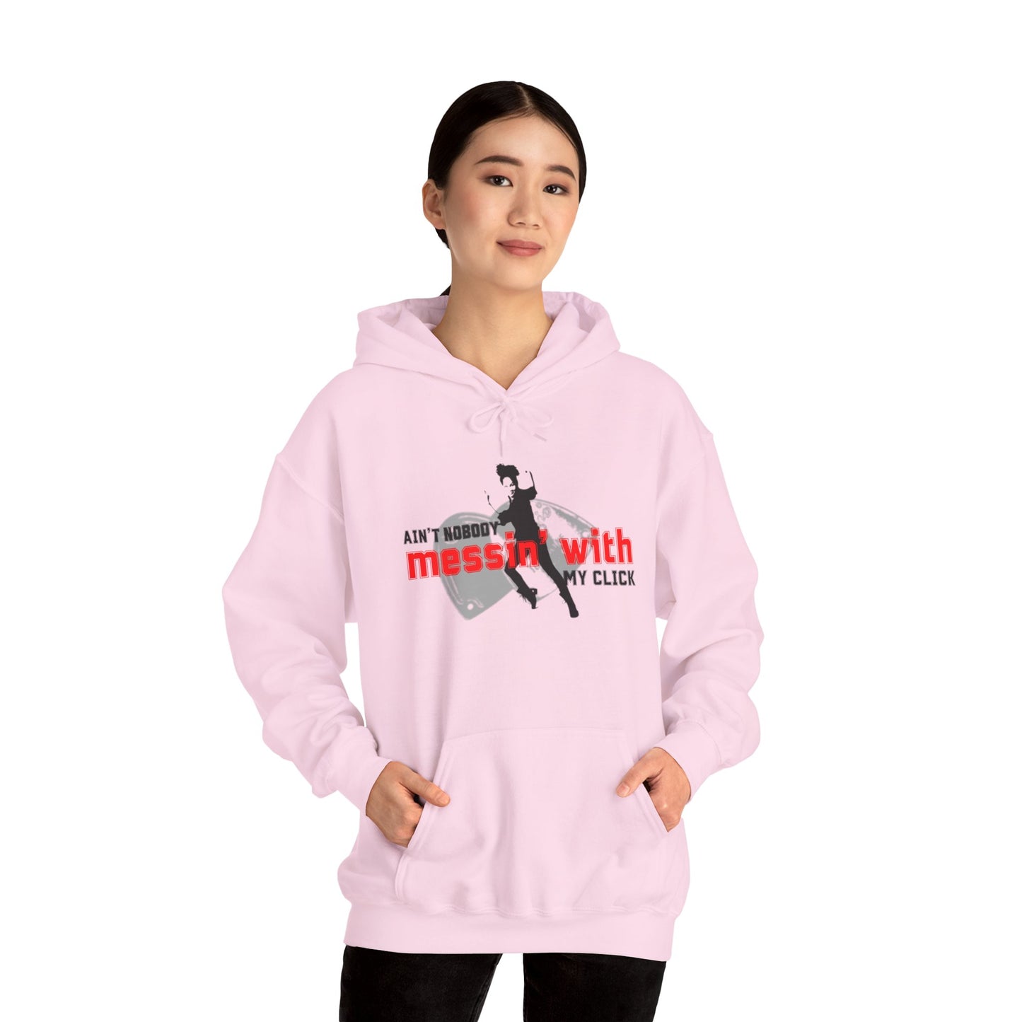 “Ain’t Nobody Messin’ with My Click” Tap Dance Graphic with Tap Shoes & Dancer | Streetwear-Inspired Tap Dancing Hoodie for Dancers - Unisex Heavy Blend™ Hooded Sweatshirt