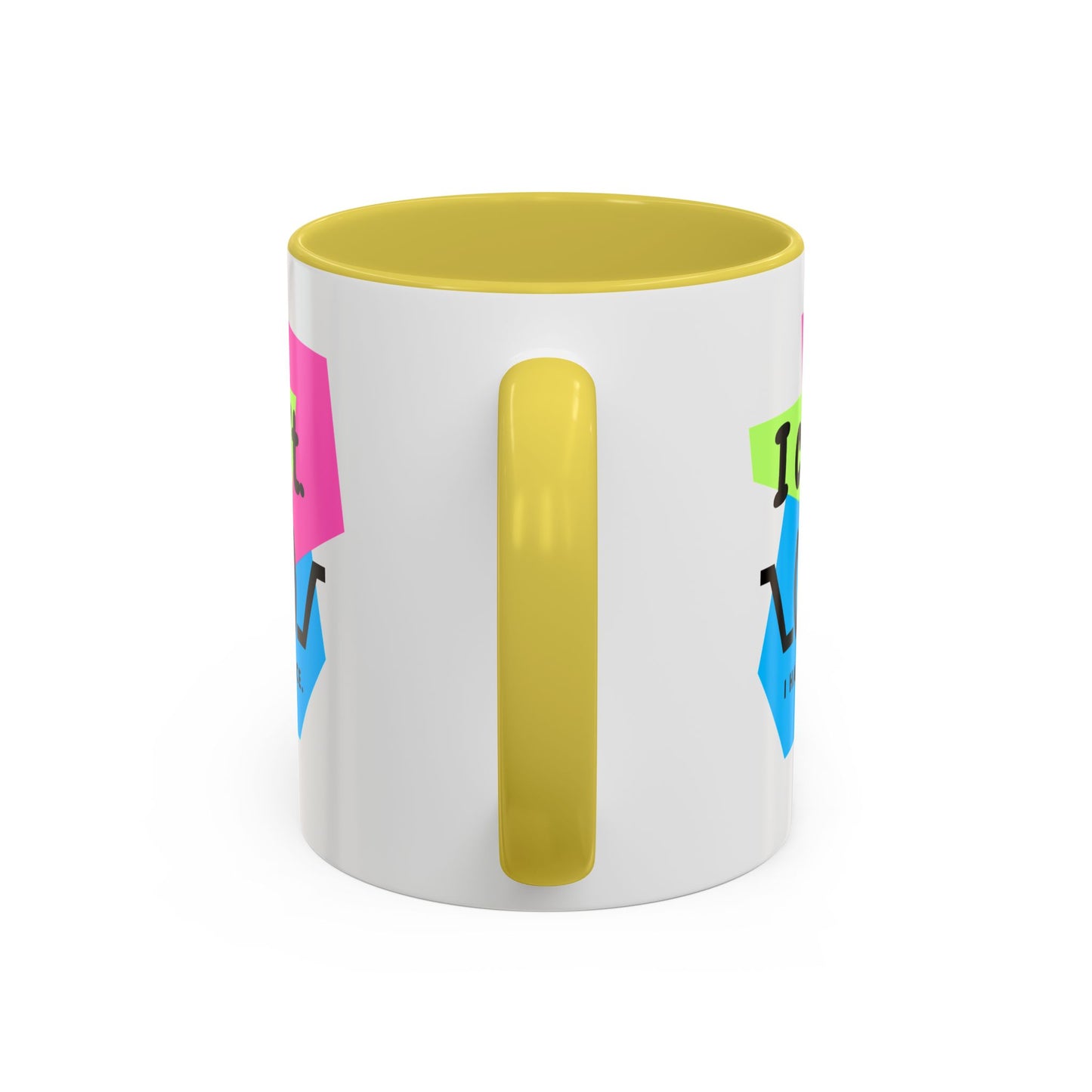 “I Can’t. I Have Dance Mug.” with Colored Handles – Bold 80s Retro Dance Graphic Coffee Cup